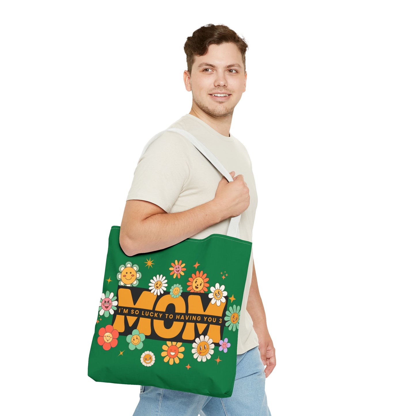 Charming Floral Mom Tote Bag, Mother's Day Gift, Eco-Friendly Shopping Bag, Flower Print Handbag, Cute Tote for Moms