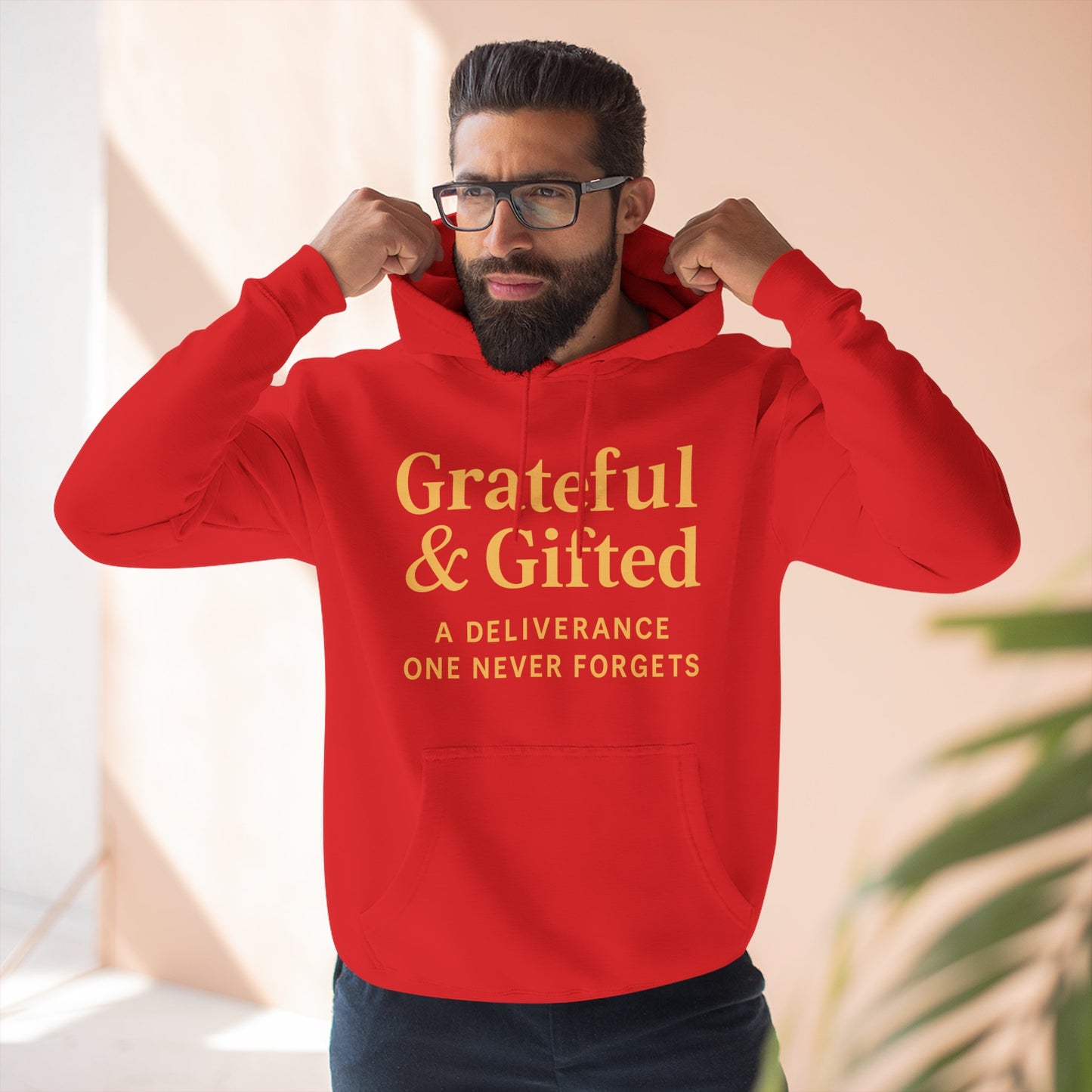 Grateful & Gifted Fleece Hoodie, Cozy Sweatshirt, Inspirational Hoodie, Perfect Gift for Holidays, Comfortable Casual Wear