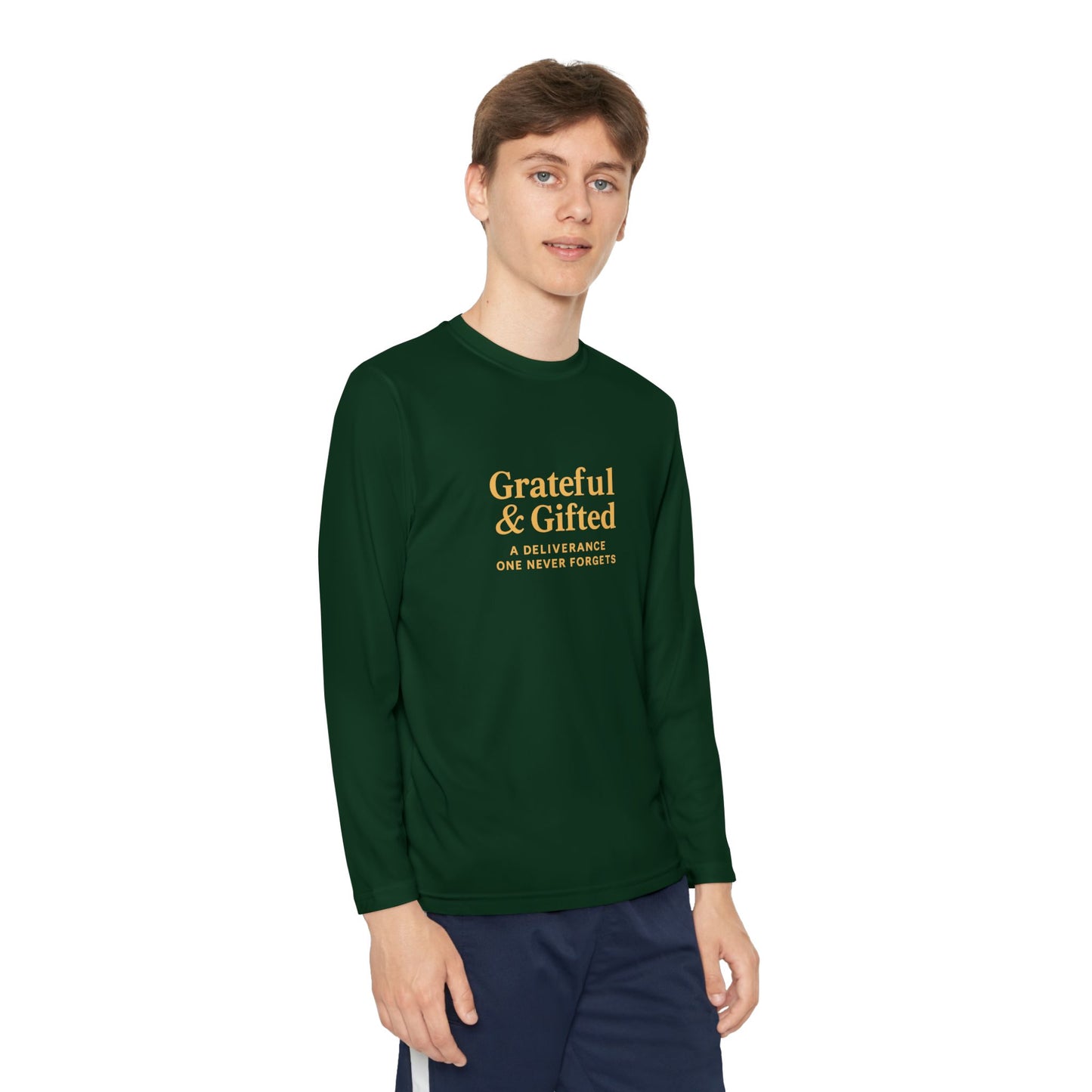 Grateful & Gifted Youth Long Sleeve Tee, Kids Motivational Shirt, Gift for Teens, Everyday Wear, Relaxed Fit T-Shirt