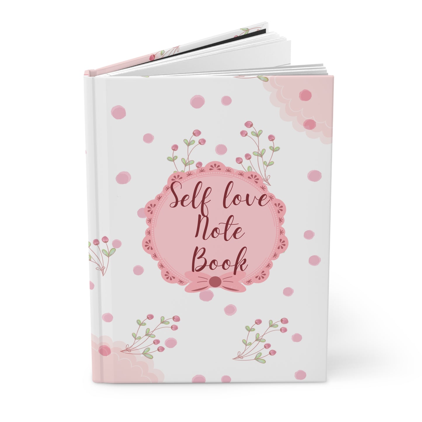 Self-Love Hardcover Journal for Mindfulness, Self-Care Diary, Gratitude Journal, Pink Floral Note Book, Gift for Her, Journal for Women