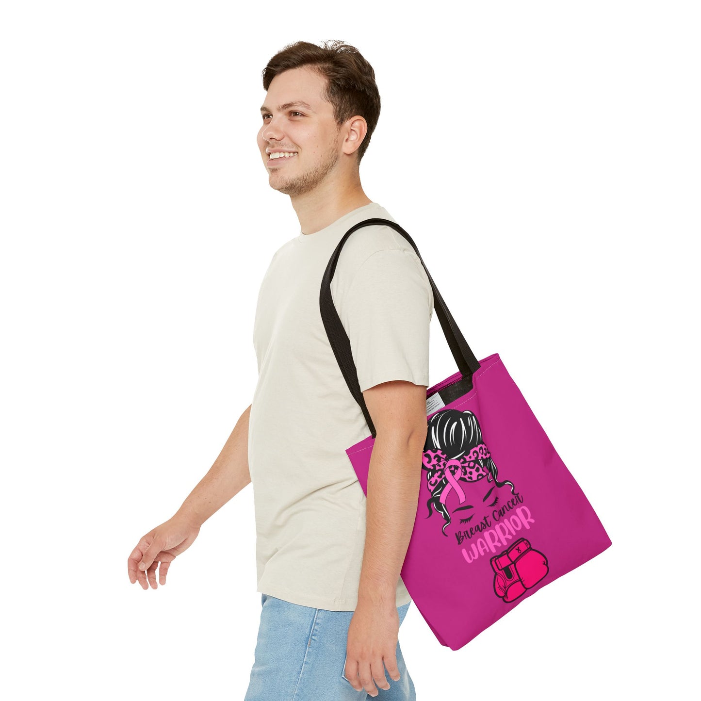 Empowering Warrior Tote Bag - Breast Cancer Awareness, Gift for Survivors, Inspirational, Pink Fighter Bag, Supportive Tote