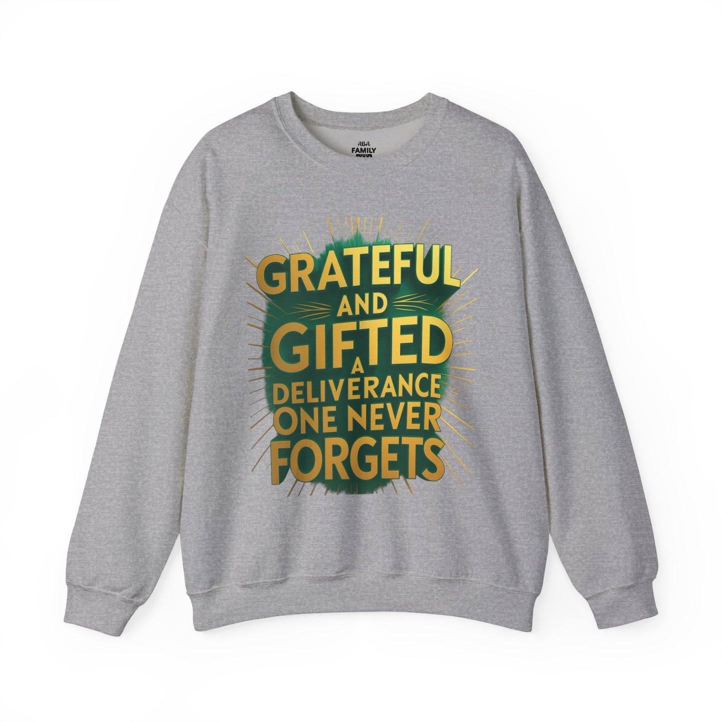 Grateful & Gifted Crewneck Sweatshirt, Unisex Gift for Thanksgiving, Cozy Relaxed Fit, Holiday Clothing, Inspirational Apparel
