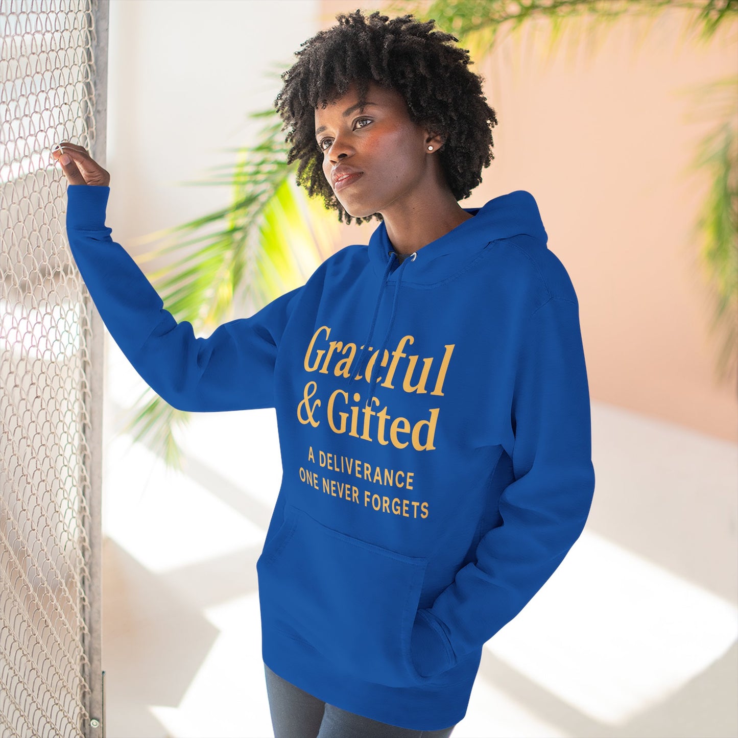 Grateful & Gifted Fleece Hoodie, Cozy Sweatshirt, Inspirational Hoodie, Perfect Gift for Holidays, Comfortable Casual Wear