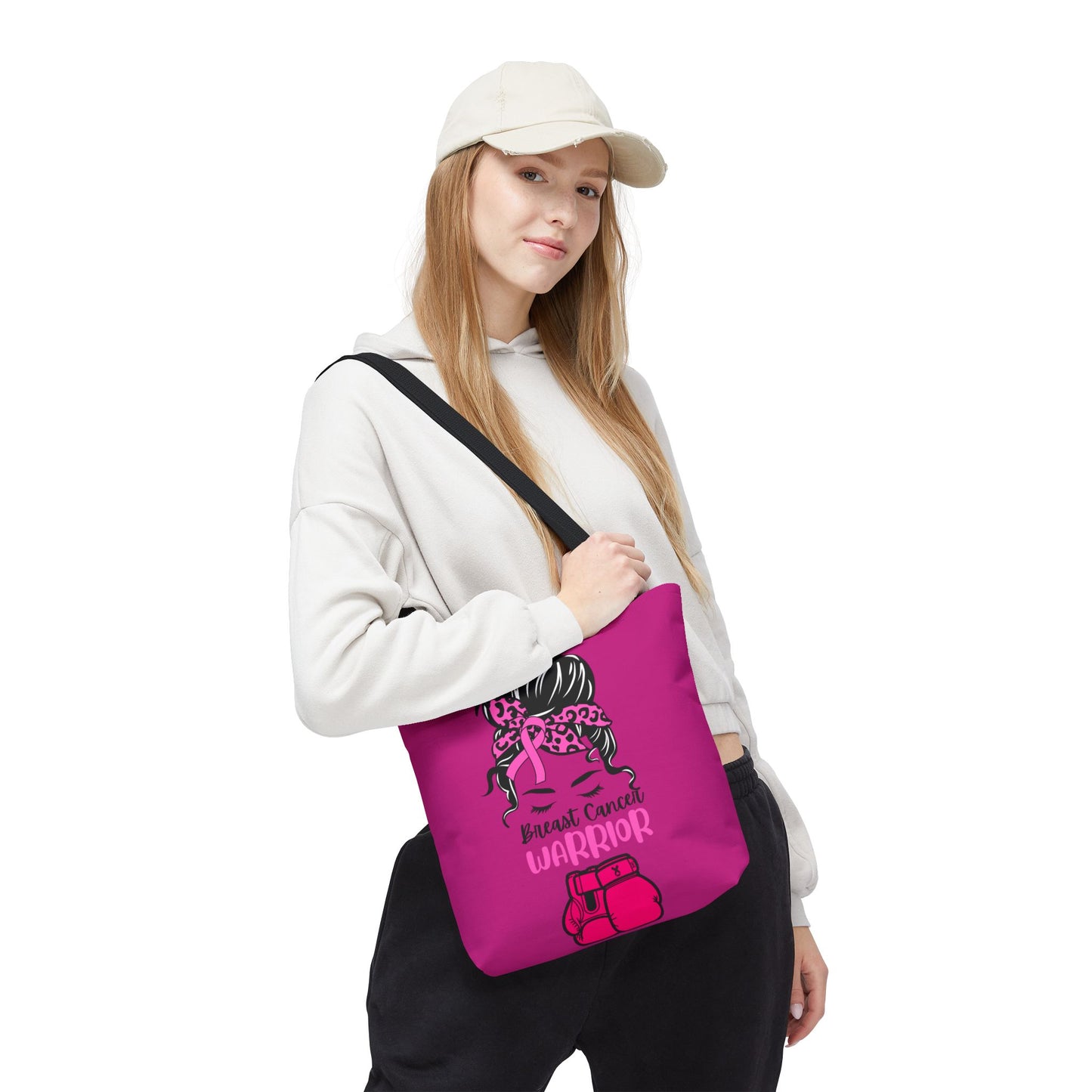 Empowering Warrior Tote Bag - Breast Cancer Awareness, Gift for Survivors, Inspirational, Pink Fighter Bag, Supportive Tote