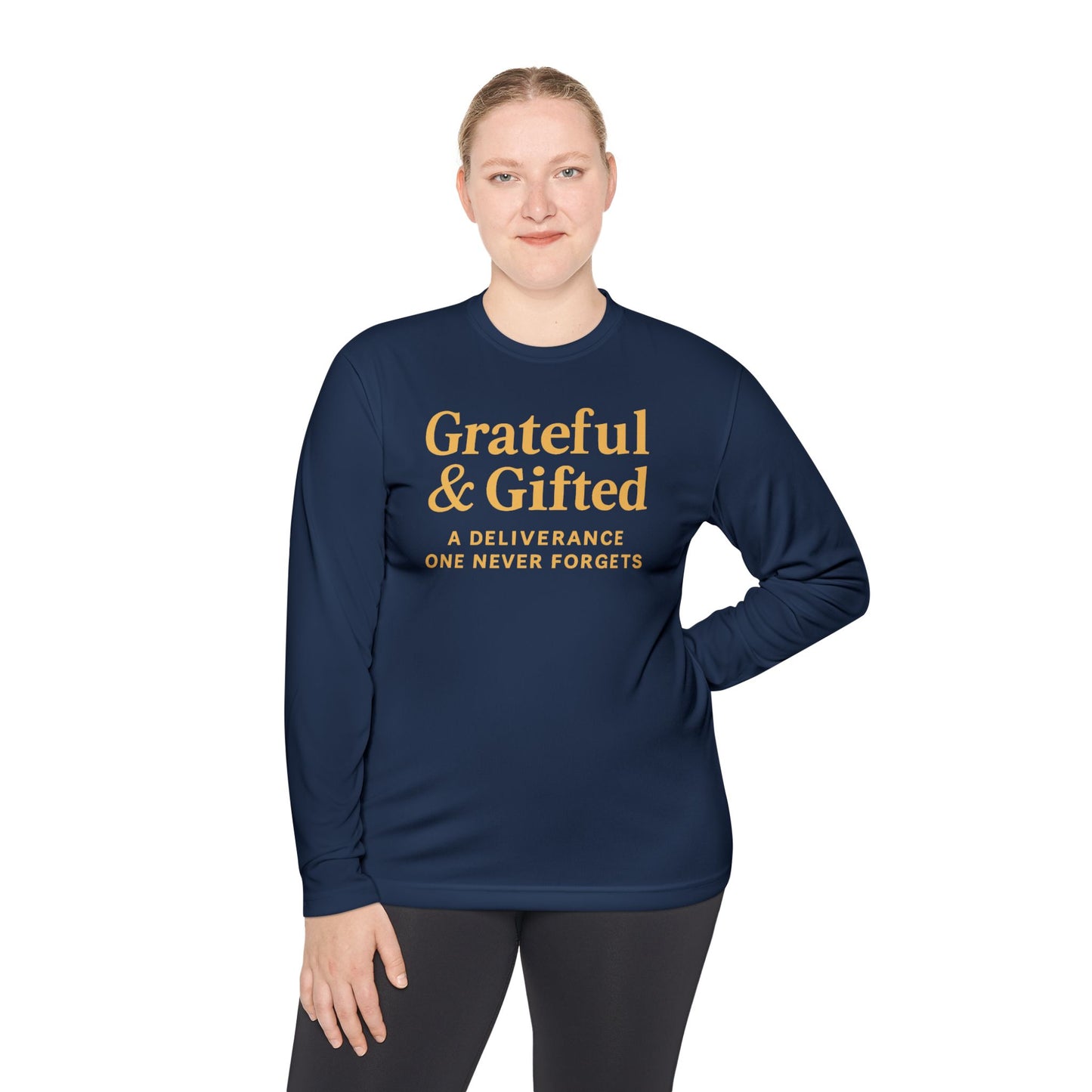 Grateful & Gifted Long Sleeve Tee | Inspirational Gift, Unisex Shirt, Perfect for Celebrations, Casual Wear, Thoughtful Present