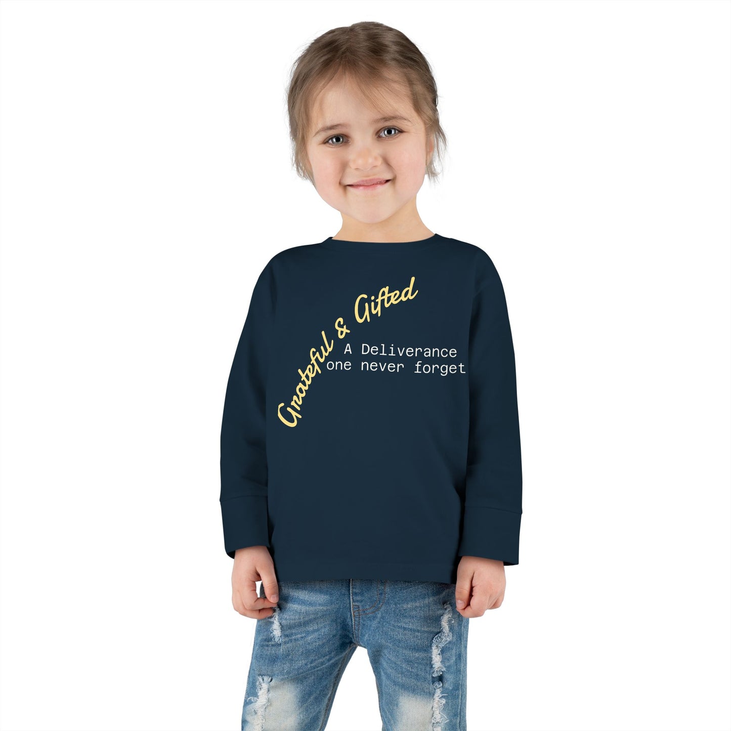 Gold-Printed Toddler Long Sleeve Tee | Perfect for Everyday Play, Birthdays, Holidays, and Family Photos