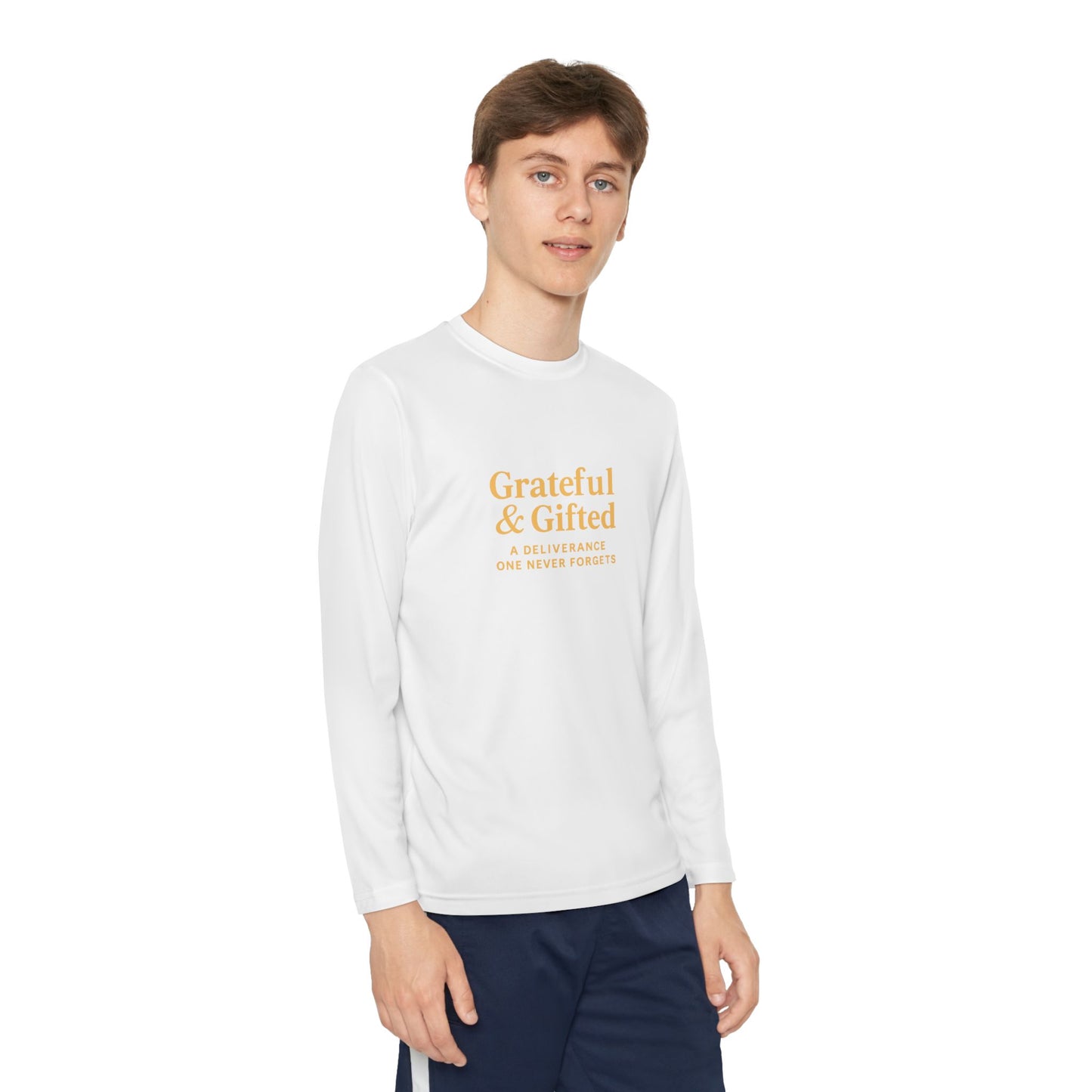 Grateful & Gifted Youth Long Sleeve Tee, Kids Motivational Shirt, Gift for Teens, Everyday Wear, Relaxed Fit T-Shirt