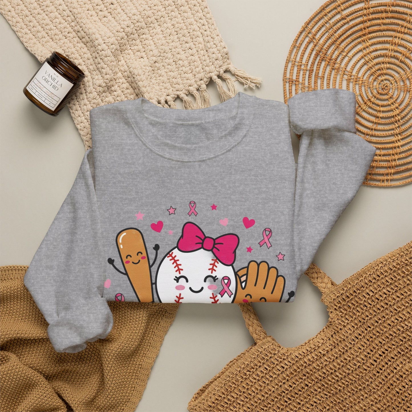 Softball Ribbon Team Support Sweatshirt | Breast Cancer Awareness