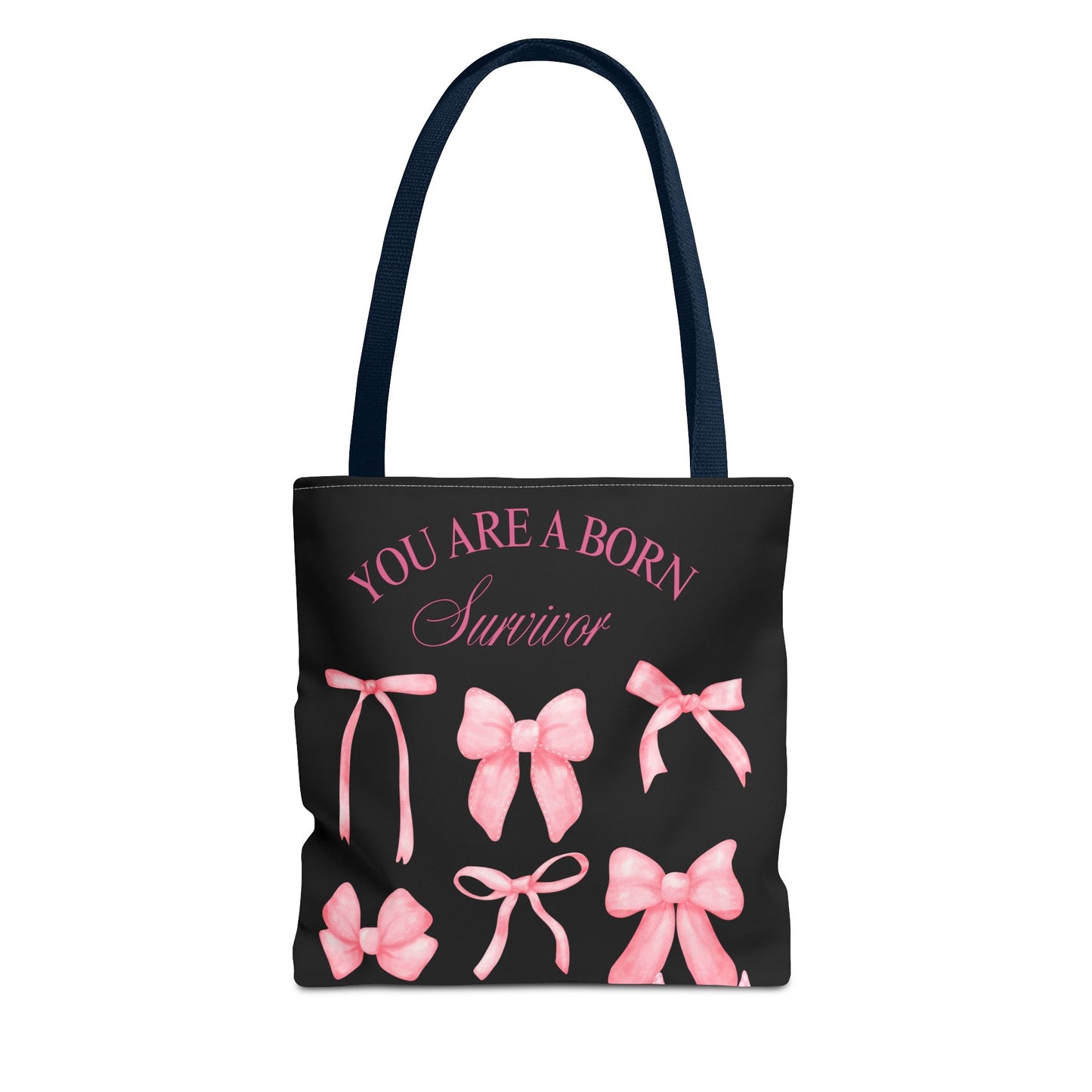 Empowering Pink Ribbon Tote Bag, Breast Cancer Awareness, Survivor Gift, Inspirational Bag, Bows & Ribbons Design, Supportive Gift