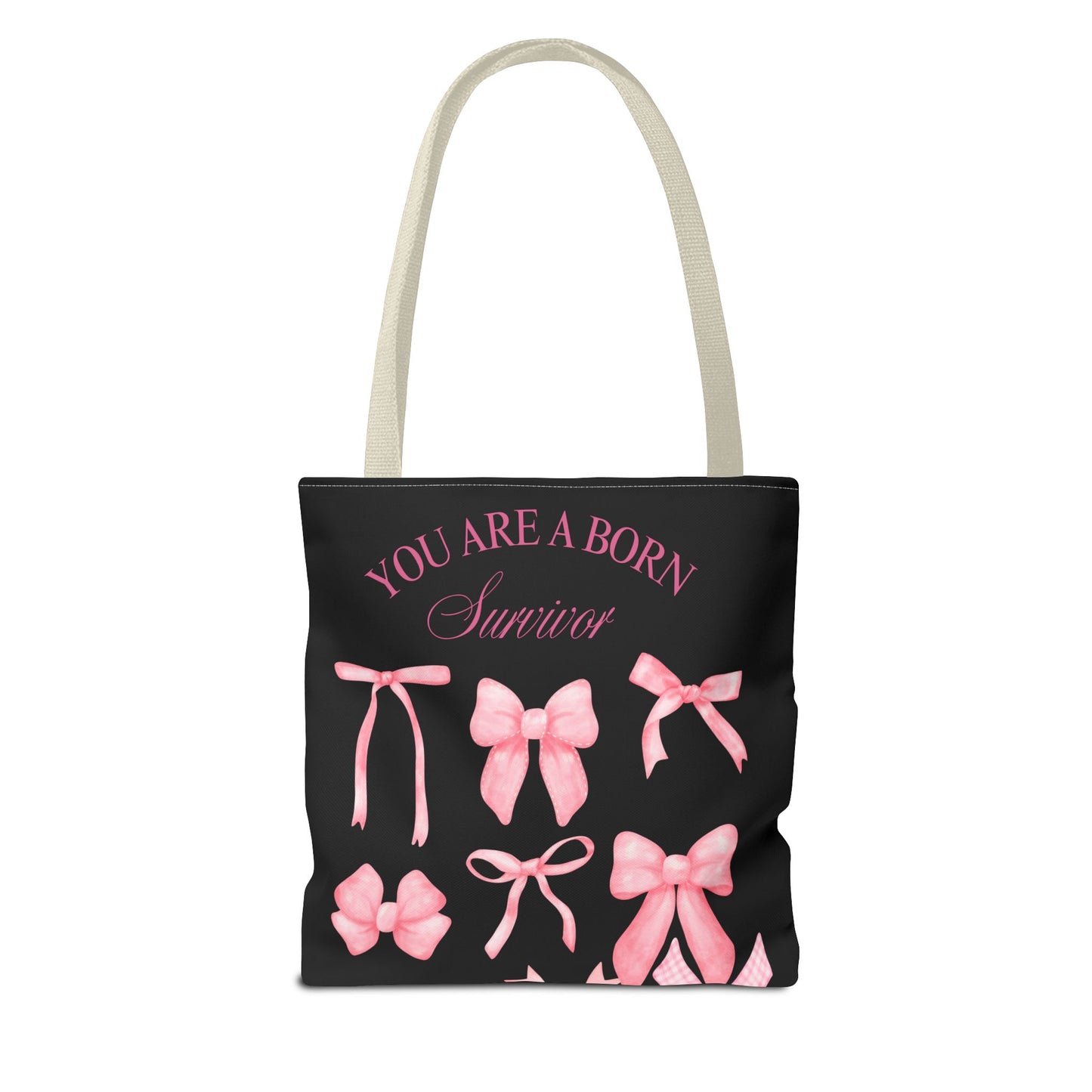 Empowering Pink Ribbon Tote Bag, Breast Cancer Awareness, Survivor Gift, Inspirational Bag, Bows & Ribbons Design, Supportive Gift