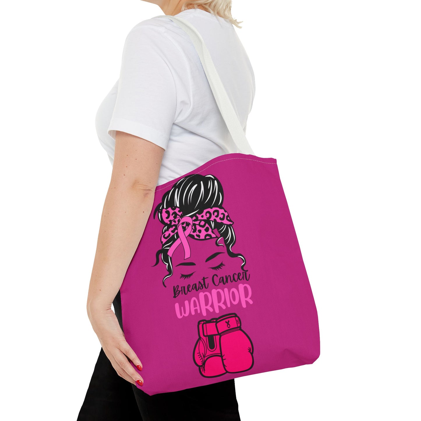 Empowering Warrior Tote Bag - Breast Cancer Awareness, Gift for Survivors, Inspirational, Pink Fighter Bag, Supportive Tote