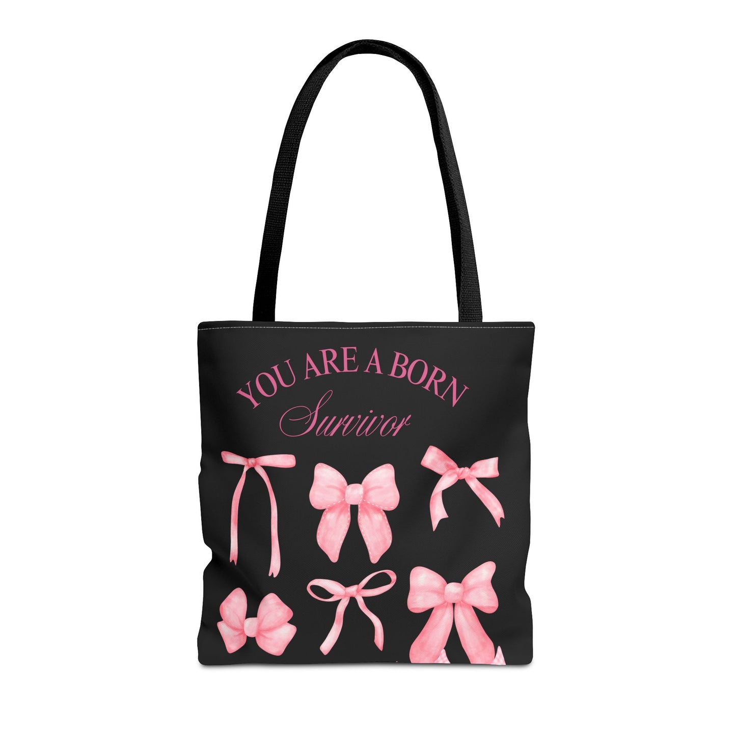 Empowering Pink Ribbon Tote Bag, Breast Cancer Awareness, Survivor Gift, Inspirational Bag, Bows & Ribbons Design, Supportive Gift