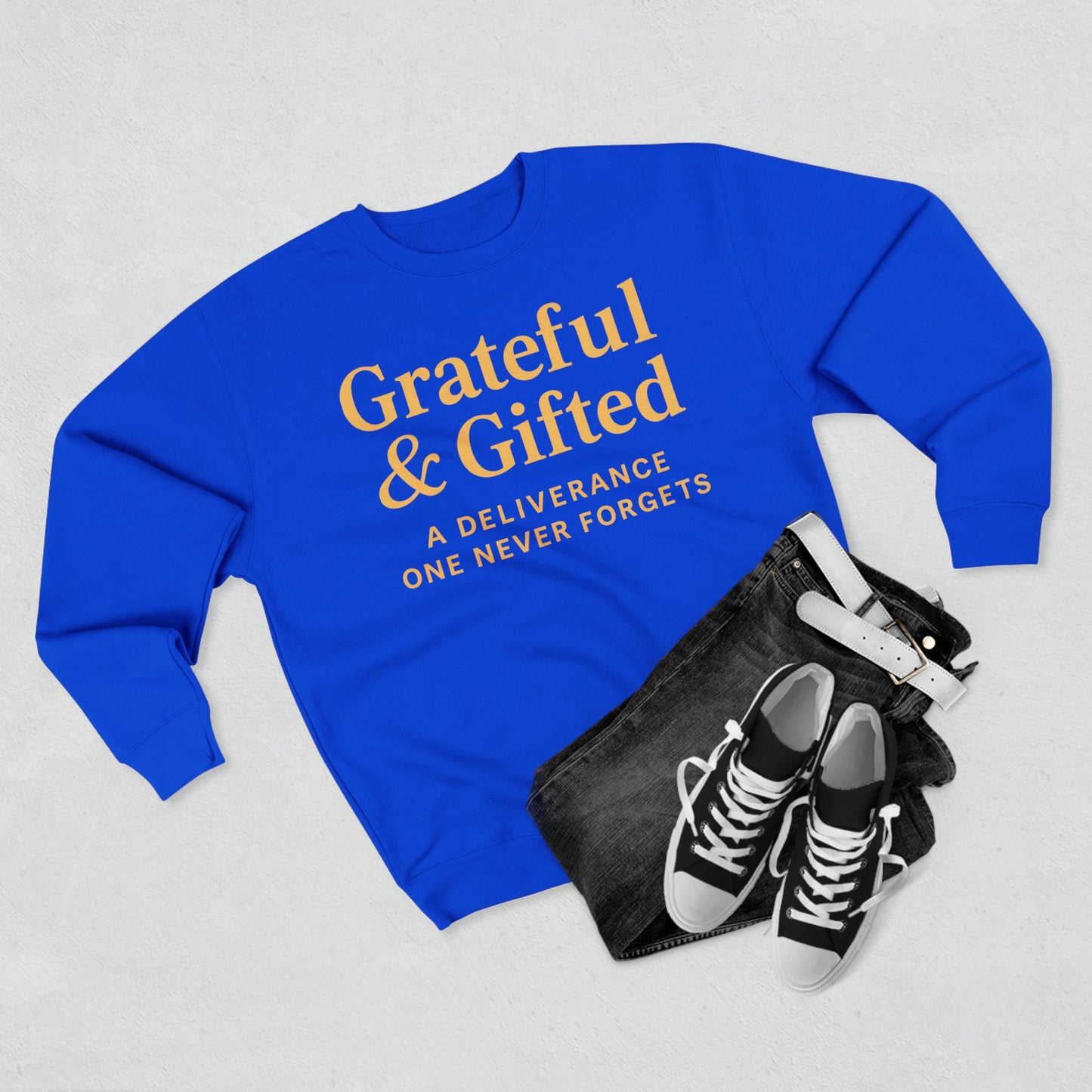 Grateful & Gifted Sweatshirt, Cozy Unisex Crewneck, Inspirational Gift, Everyday Comfort, Perfect for Birthdays, Holidays