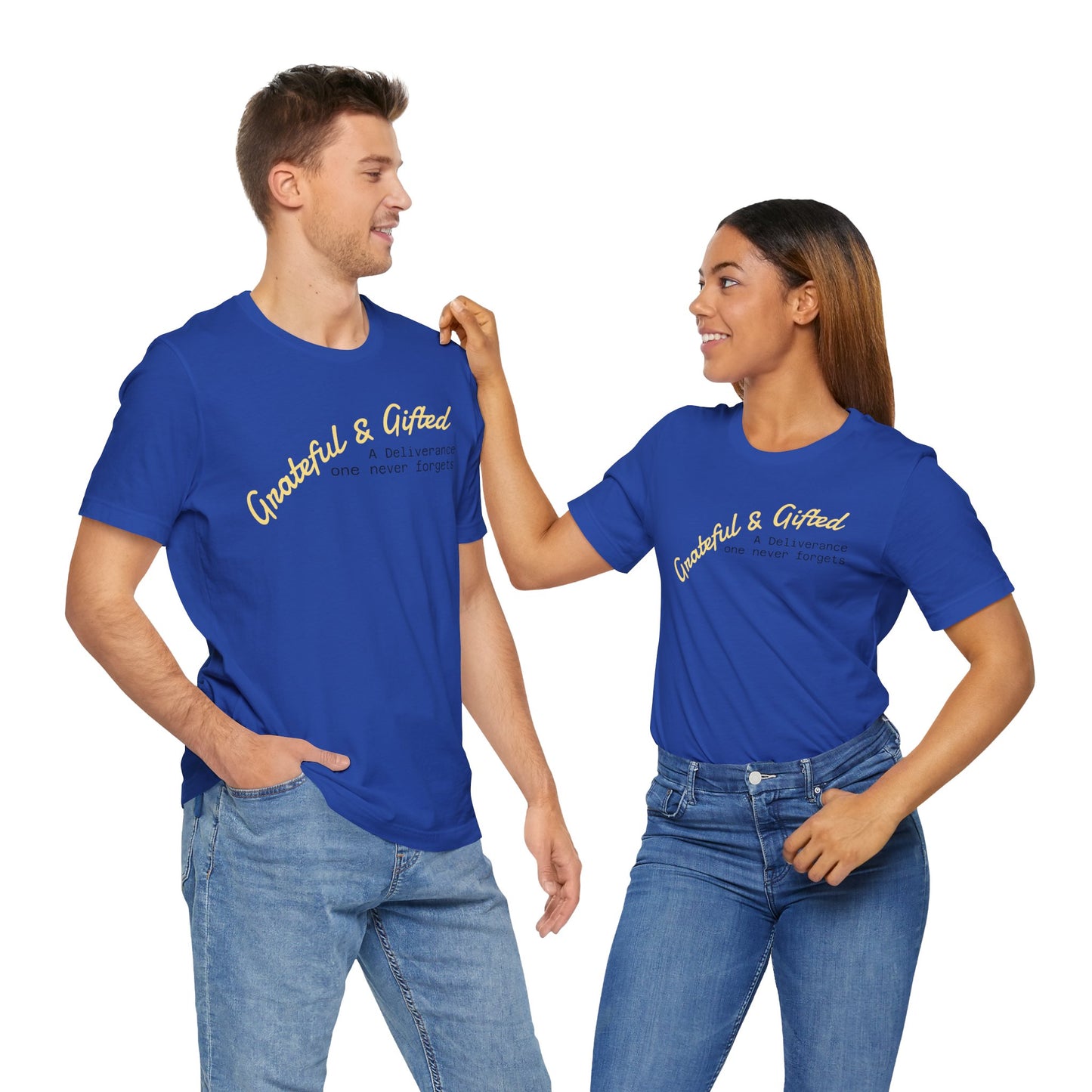 Grateful & Gifted Tee - Unisex Jersey Short Sleeve T-Shirt, Inspirational Gift, Casual Wear, Celebration Shirt, Everyday Comfort