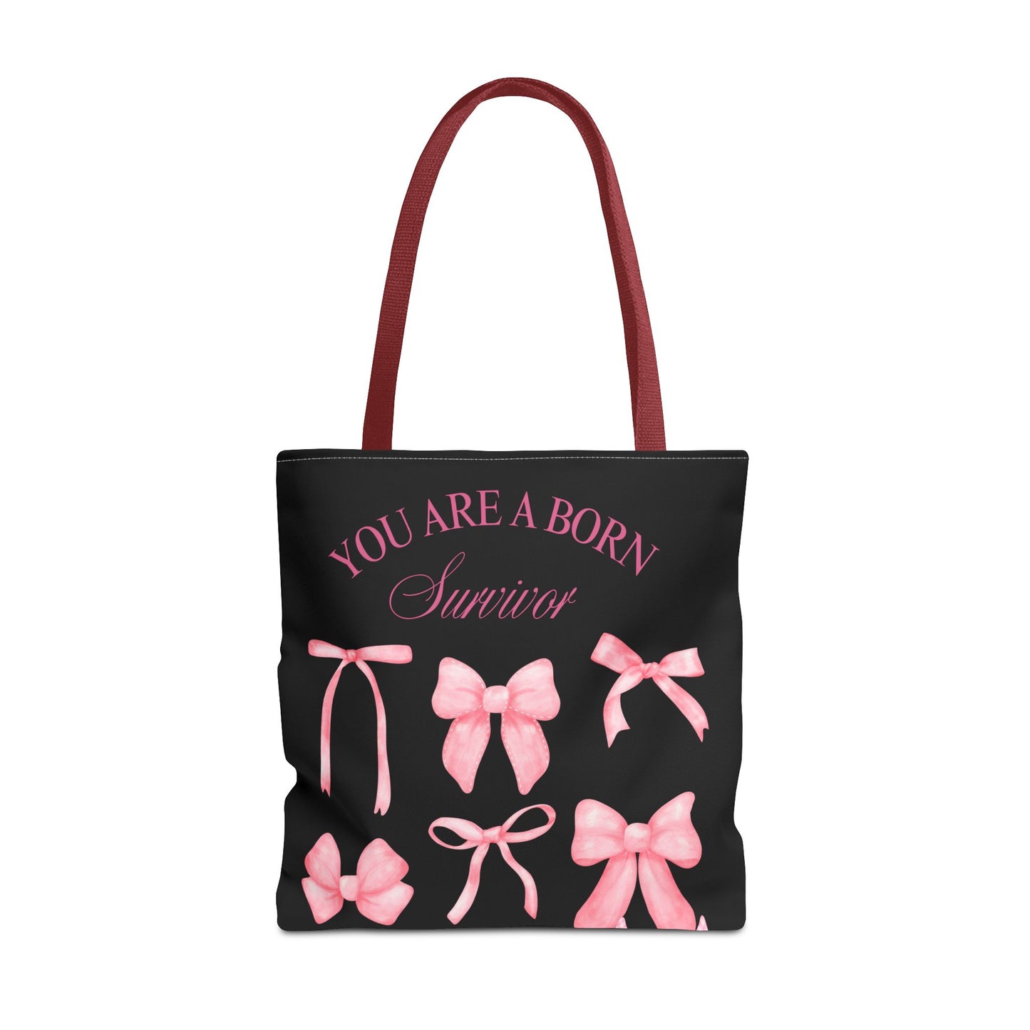 Empowering Pink Ribbon Tote Bag, Breast Cancer Awareness, Survivor Gift, Inspirational Bag, Bows & Ribbons Design, Supportive Gift