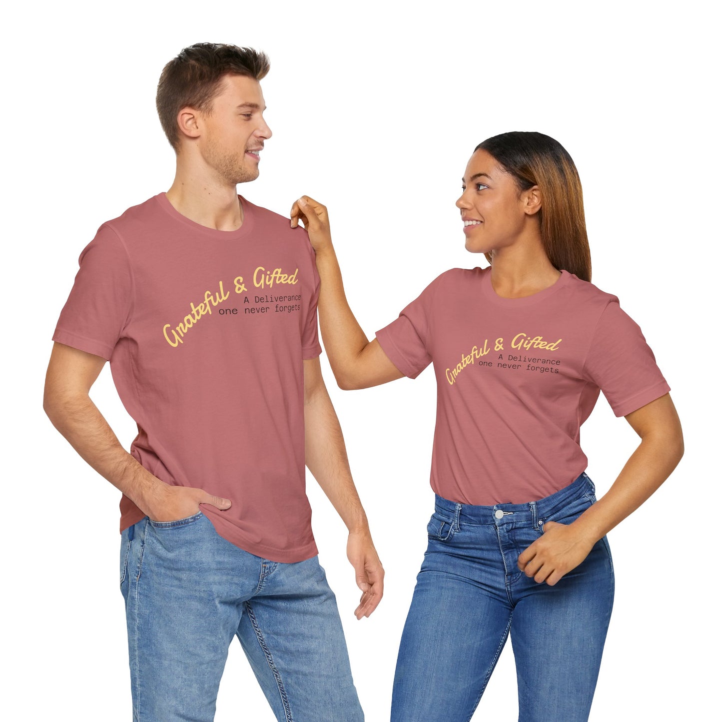 Grateful & Gifted Tee - Unisex Jersey Short Sleeve T-Shirt, Inspirational Gift, Casual Wear, Celebration Shirt, Everyday Comfort