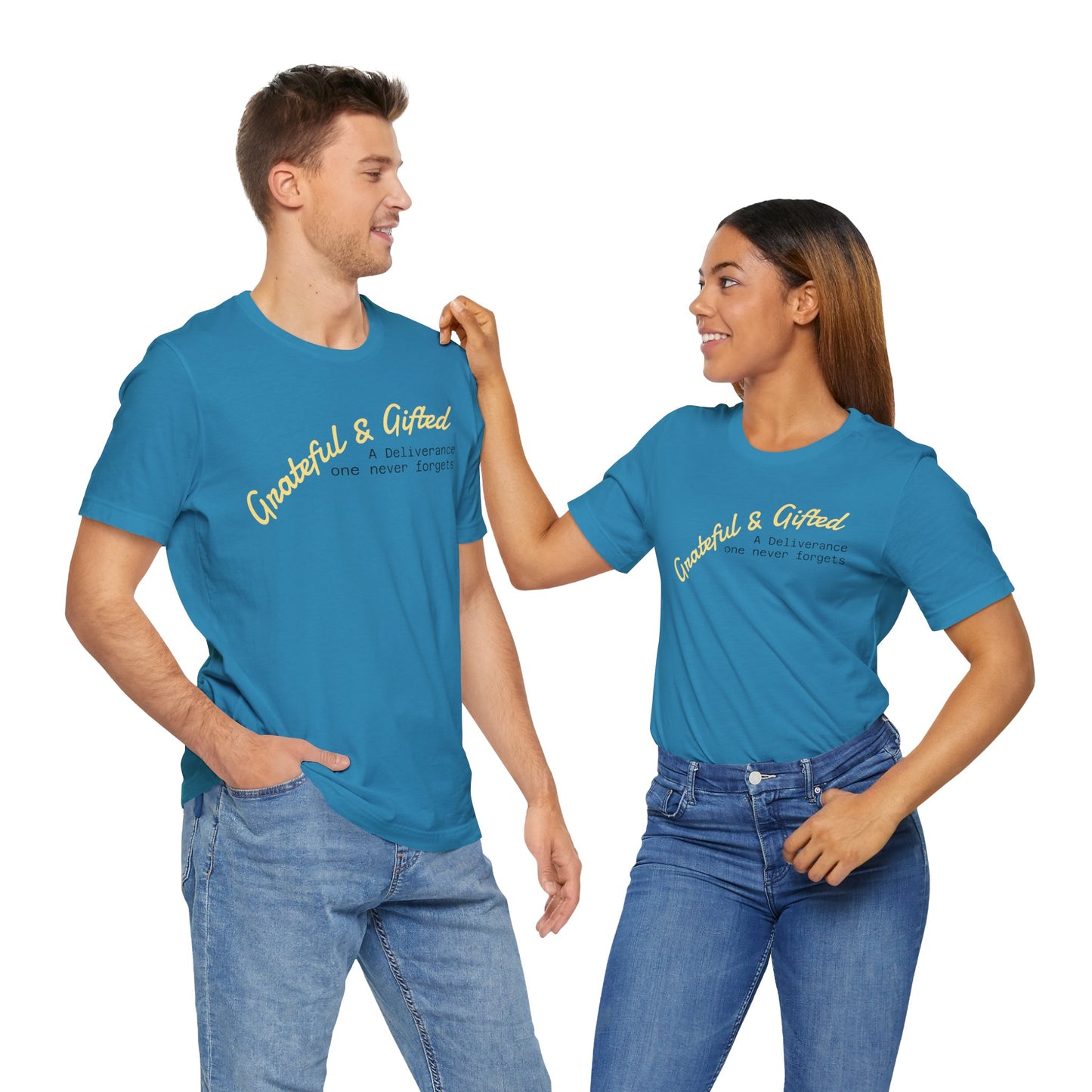 Grateful & Gifted Tee - Unisex Jersey Short Sleeve T-Shirt, Inspirational Gift, Casual Wear, Celebration Shirt, Everyday Comfort