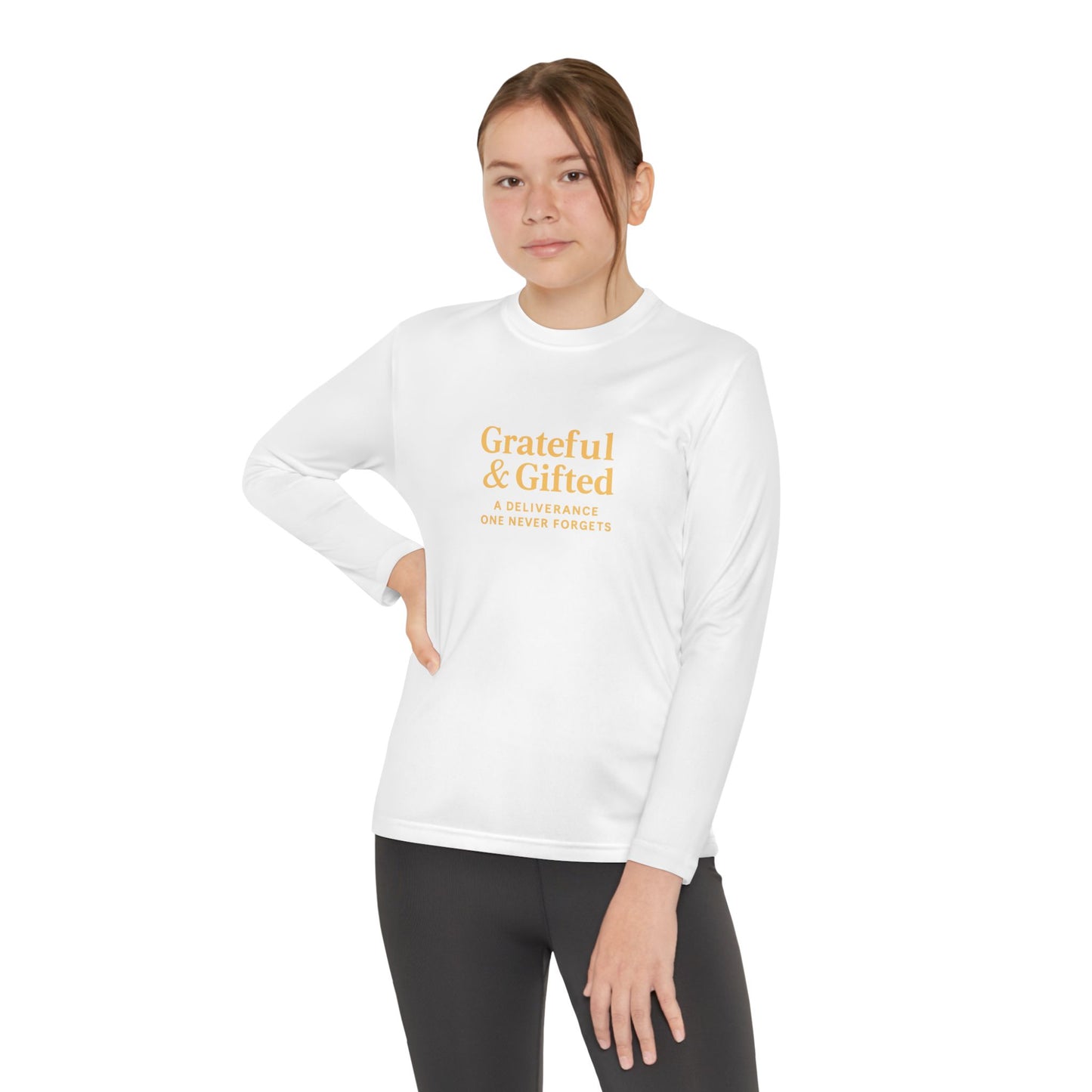 Grateful & Gifted Youth Long Sleeve Tee, Kids Motivational Shirt, Gift for Teens, Everyday Wear, Relaxed Fit T-Shirt