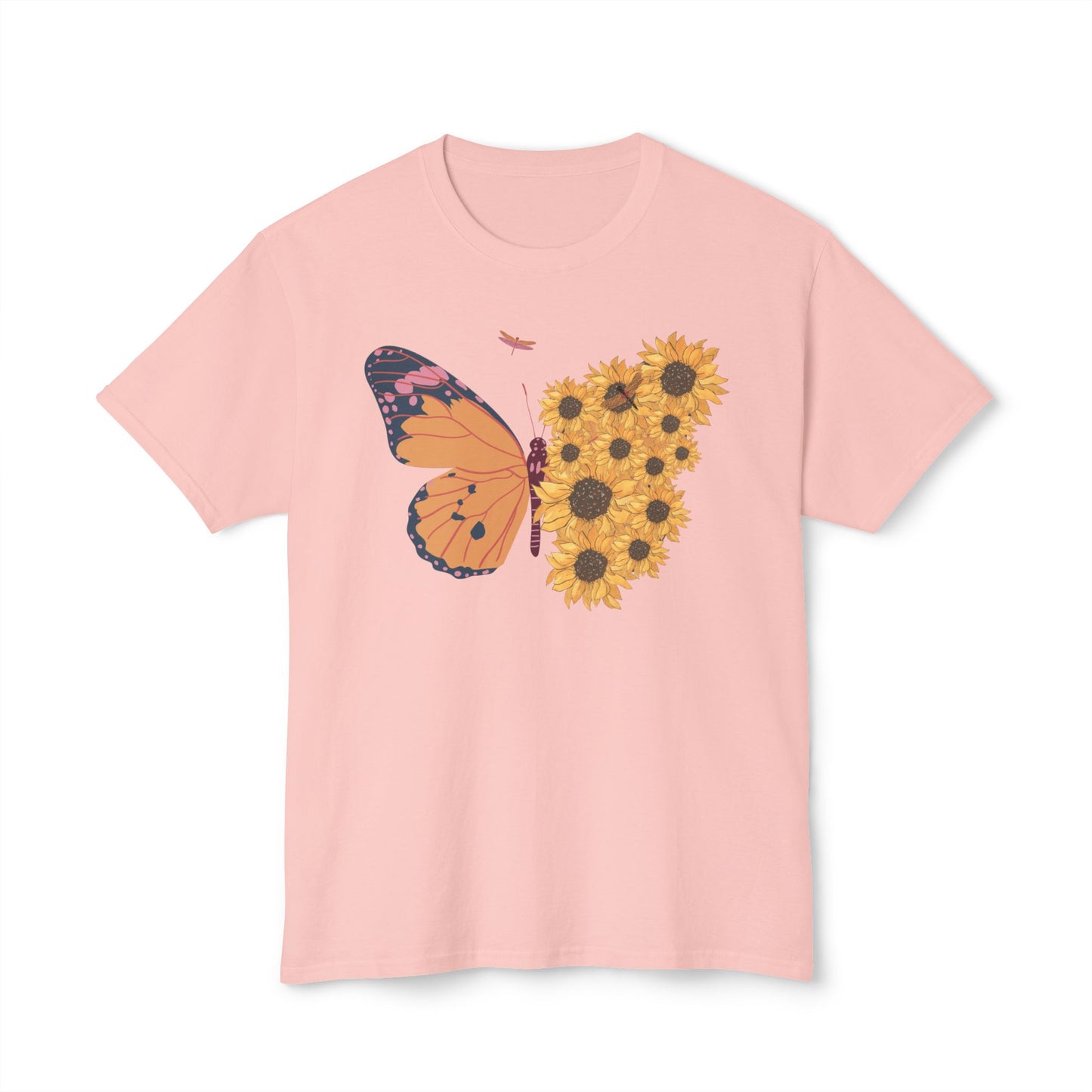 Butterfly Sunflower T-Shirt - Nature Inspired Cotton Tee