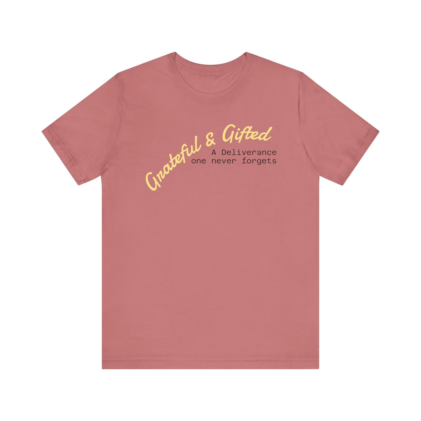 Grateful & Gifted Tee - Unisex Jersey Short Sleeve T-Shirt, Inspirational Gift, Casual Wear, Celebration Shirt, Everyday Comfort