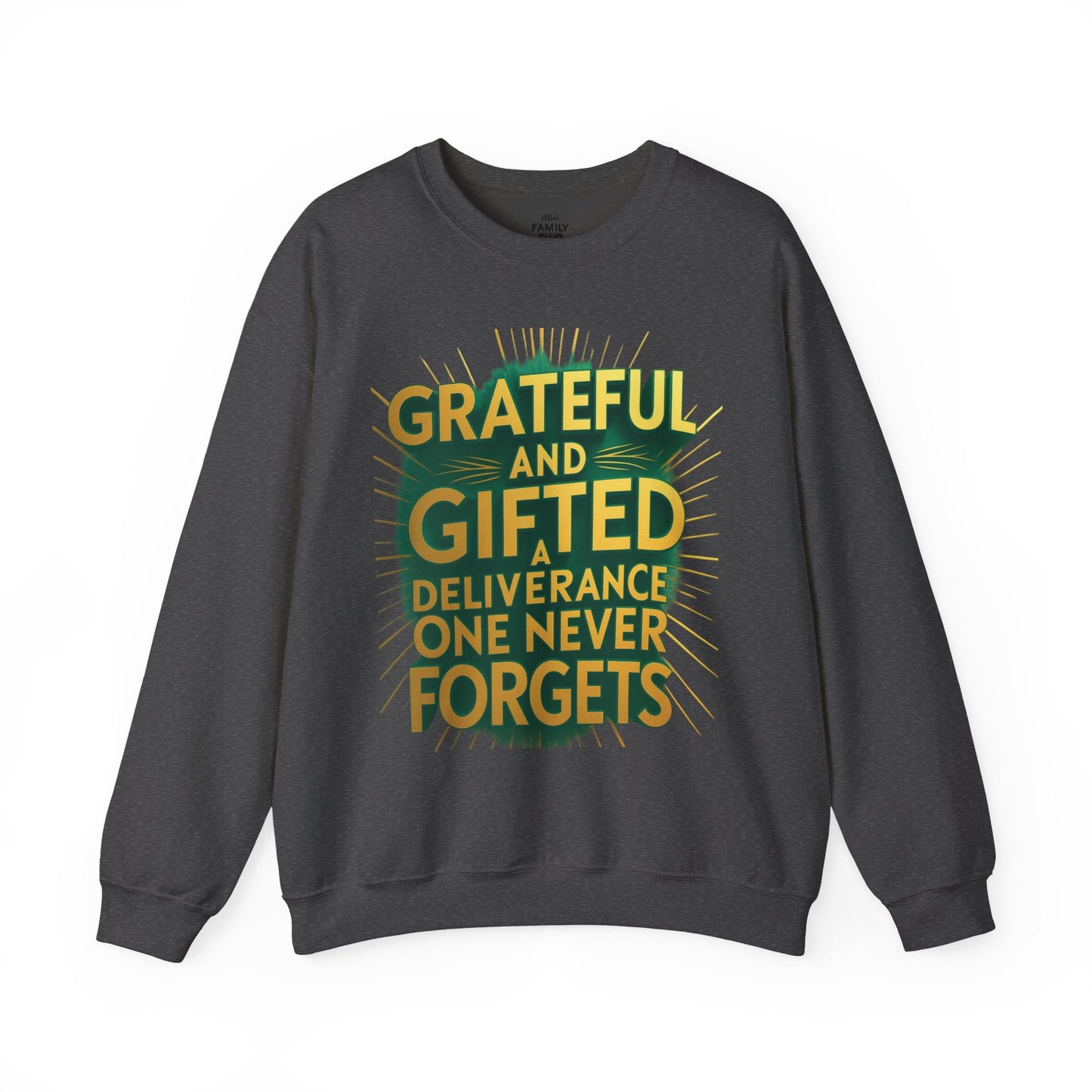 Grateful & Gifted Crewneck Sweatshirt, Unisex Gift for Thanksgiving, Cozy Relaxed Fit, Holiday Clothing, Inspirational Apparel