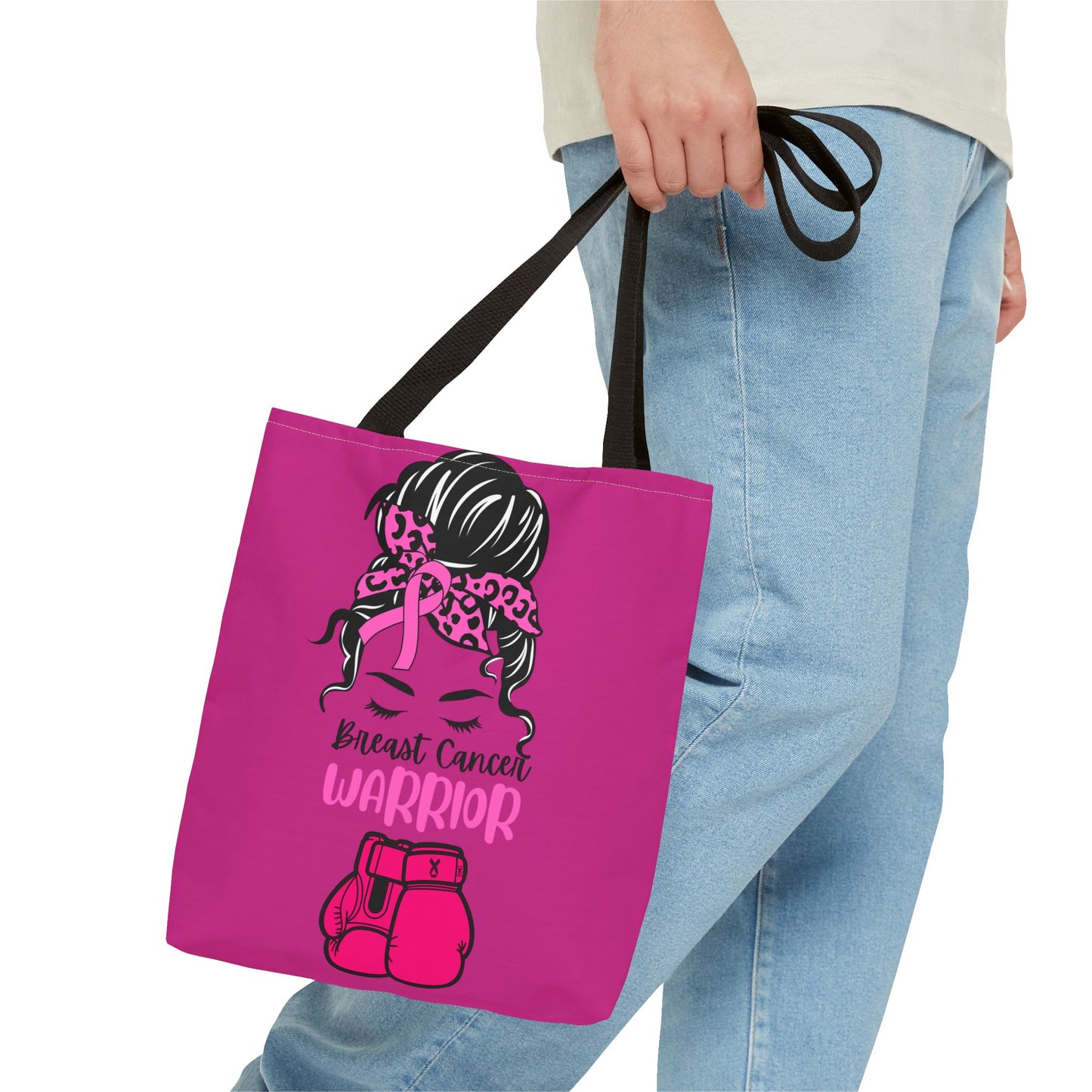 Empowering Warrior Tote Bag - Breast Cancer Awareness, Gift for Survivors, Inspirational, Pink Fighter Bag, Supportive Tote
