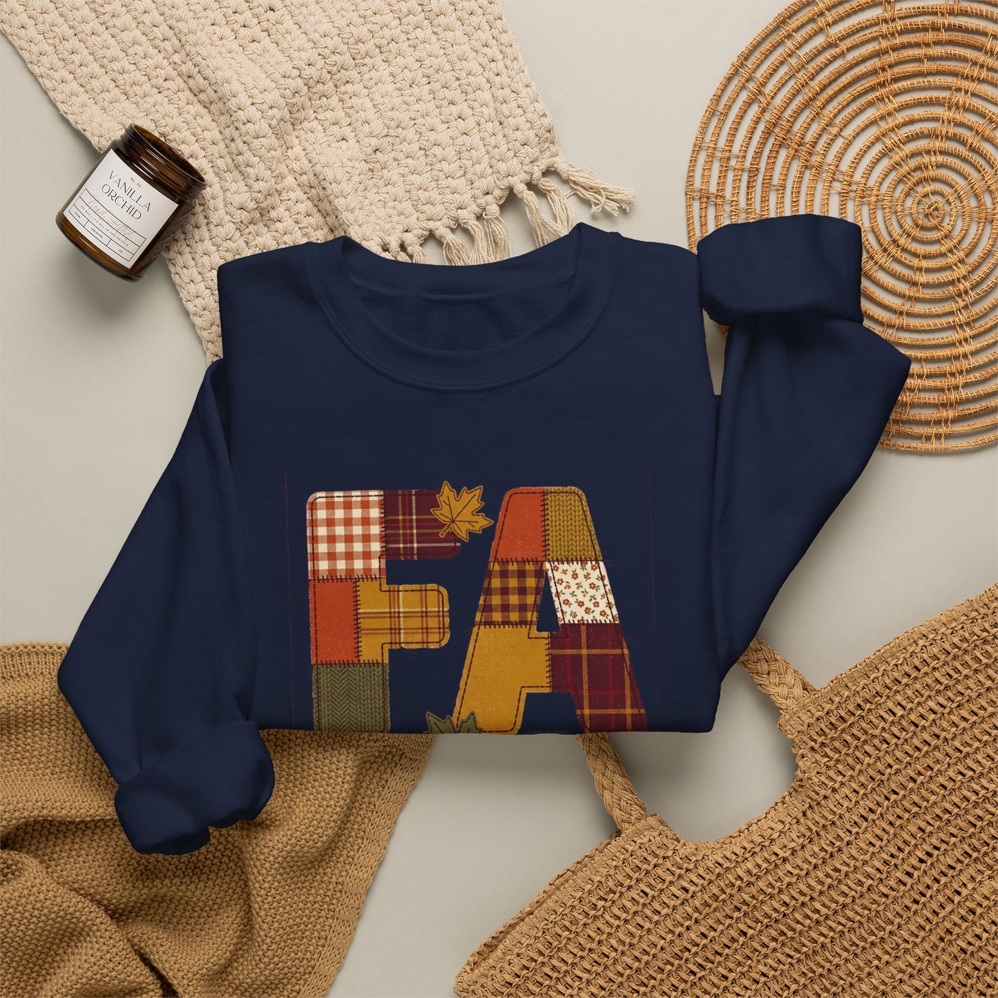 Fall Patchwork "Fae for Jesus" Crewneck Sweatshirt | Thanksgiving Harvest