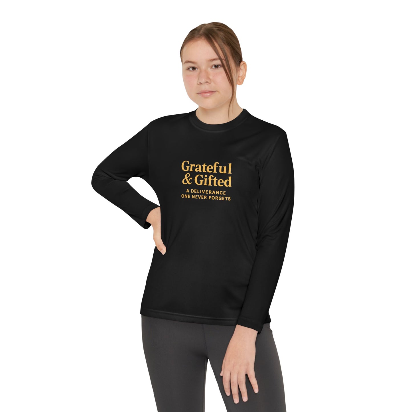 Grateful & Gifted Youth Long Sleeve Tee, Kids Motivational Shirt, Gift for Teens, Everyday Wear, Relaxed Fit T-Shirt