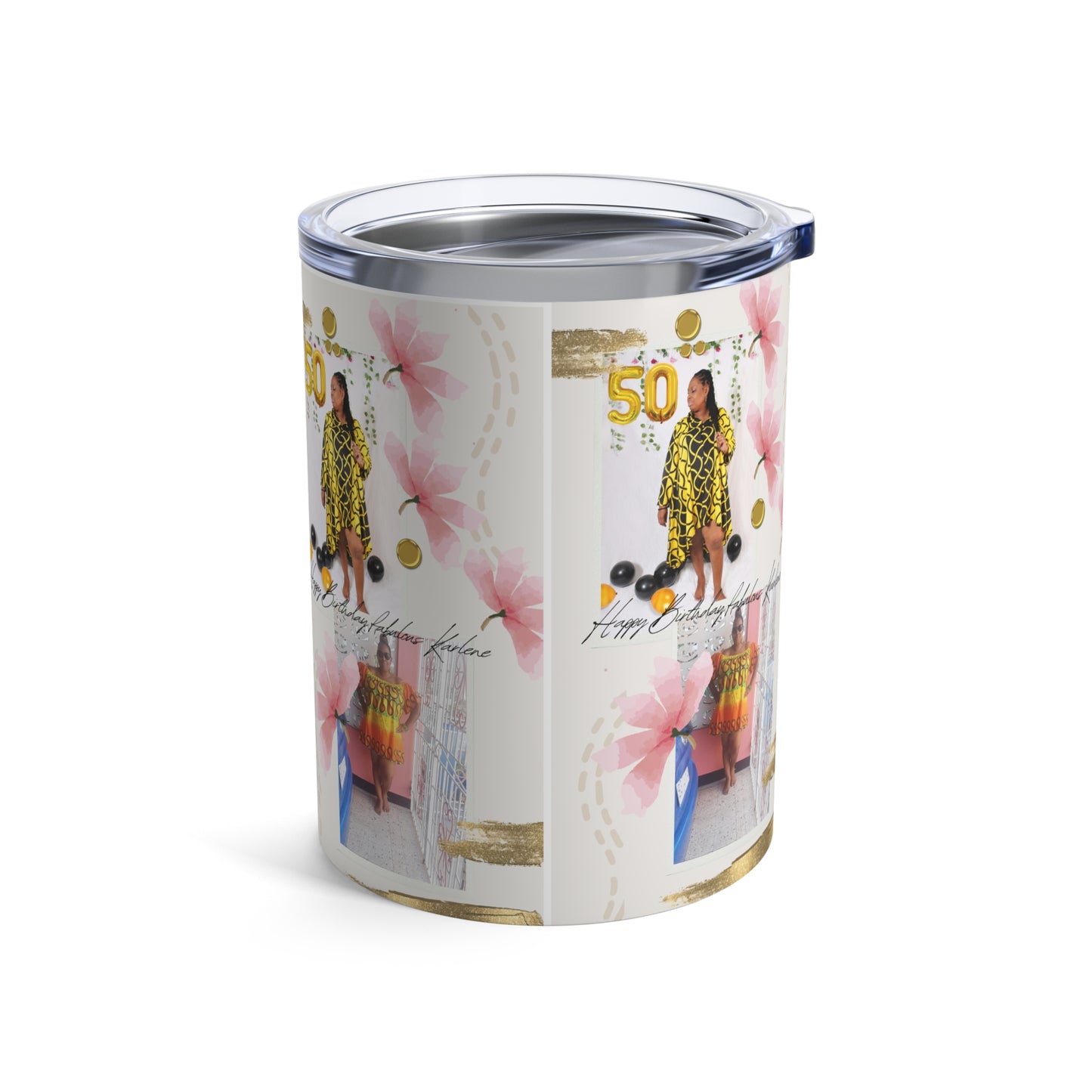 Personalized Drinkware,50th Birthday Floral Tumbler, Unique Gift, Party Favor, Celebration Keepsake, Custom Tumbler