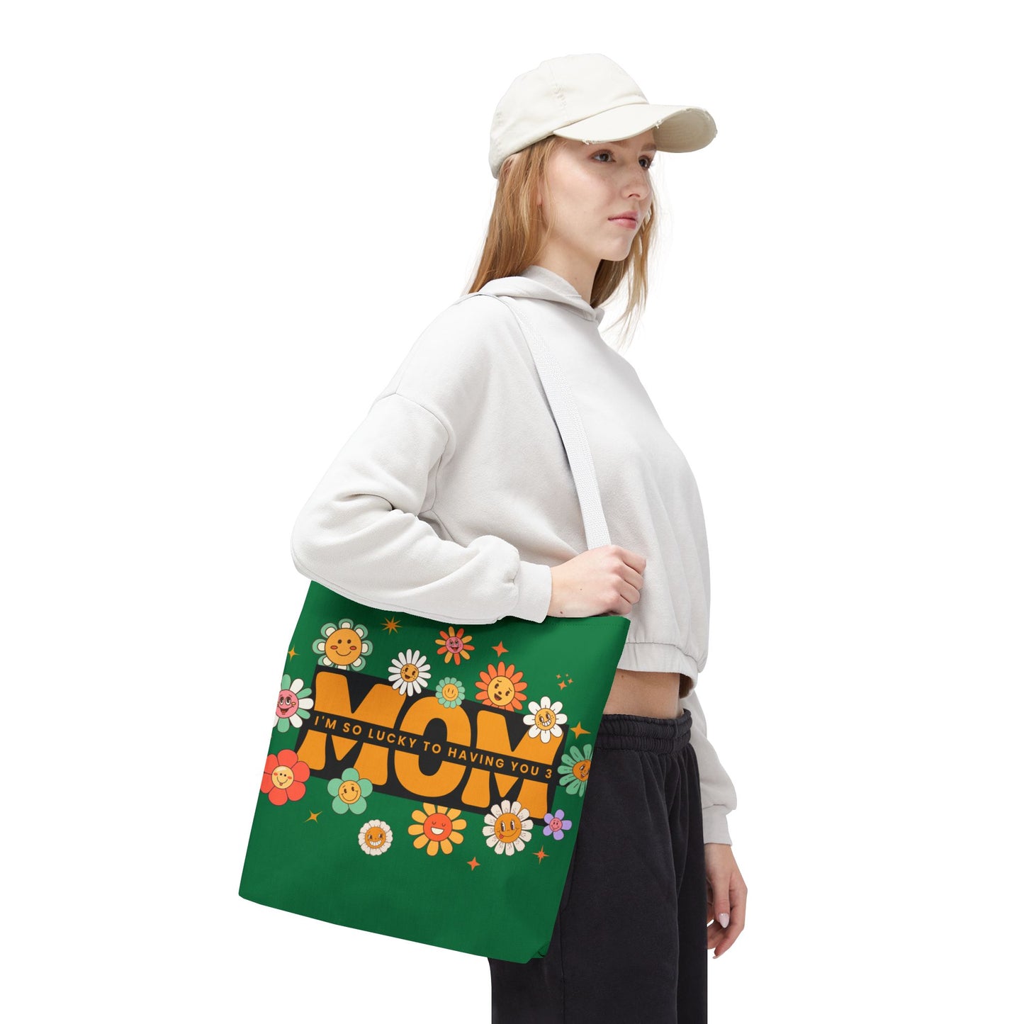 Charming Floral Mom Tote Bag, Mother's Day Gift, Eco-Friendly Shopping Bag, Flower Print Handbag, Cute Tote for Moms