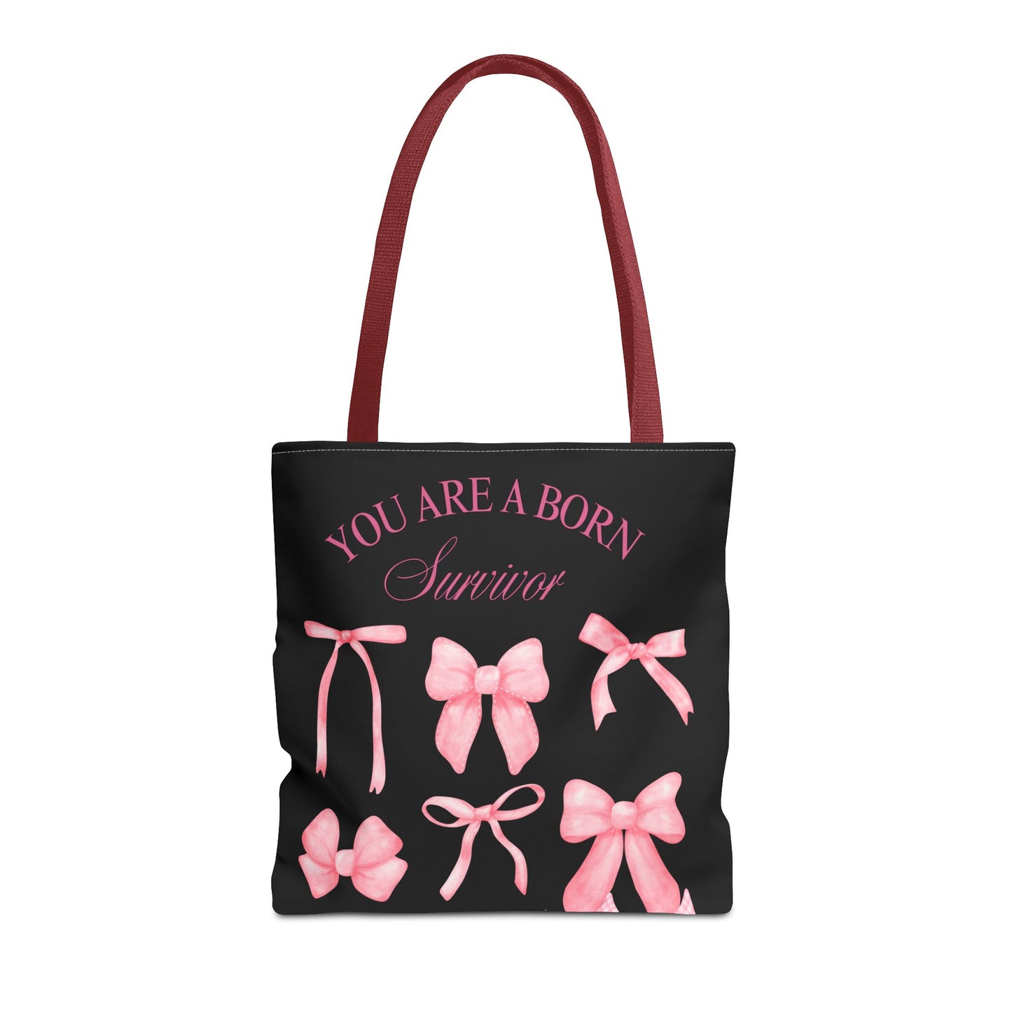 Empowering Pink Ribbon Tote Bag, Breast Cancer Awareness, Survivor Gift, Inspirational Bag, Bows & Ribbons Design, Supportive Gift