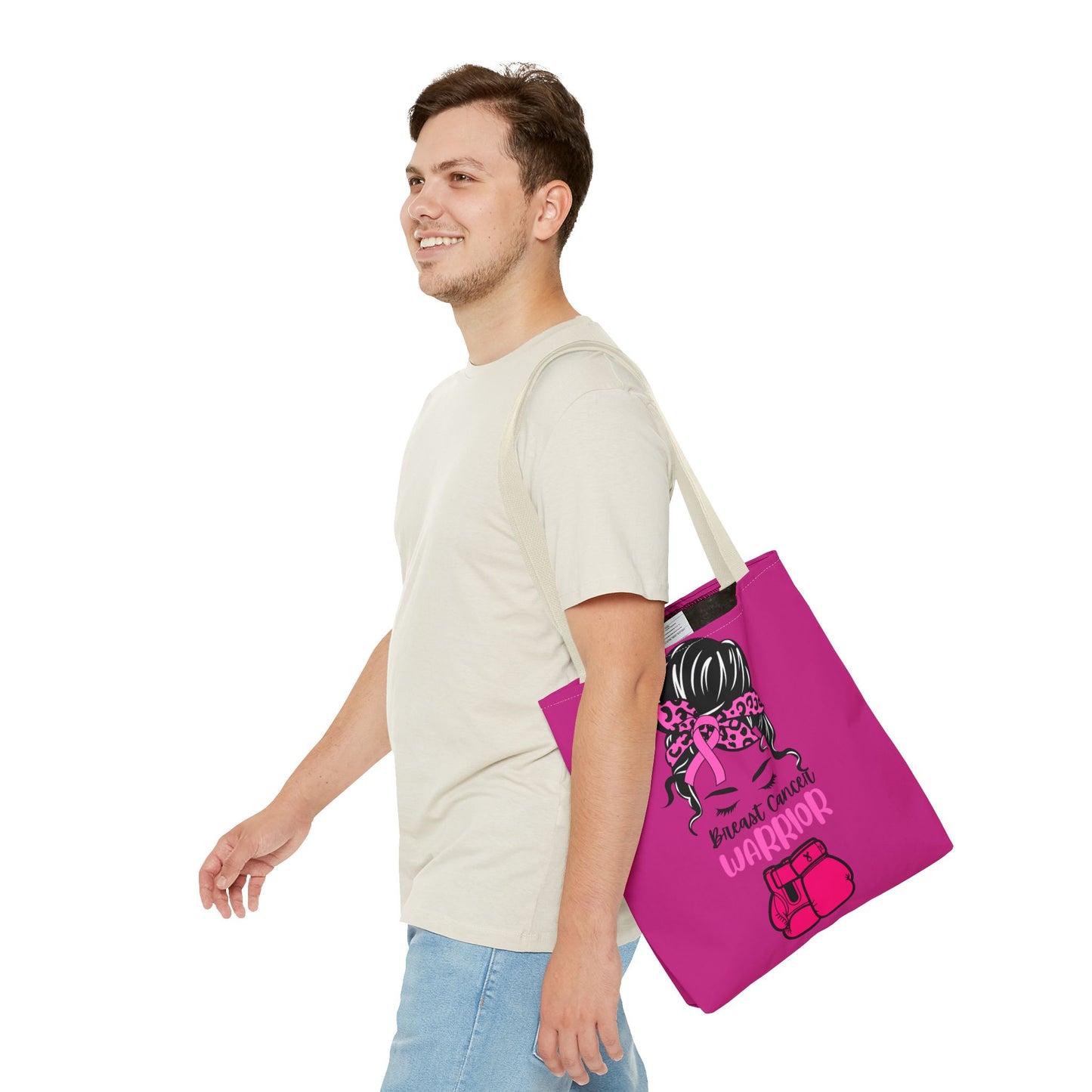 Empowering Warrior Tote Bag - Breast Cancer Awareness, Gift for Survivors, Inspirational, Pink Fighter Bag, Supportive Tote