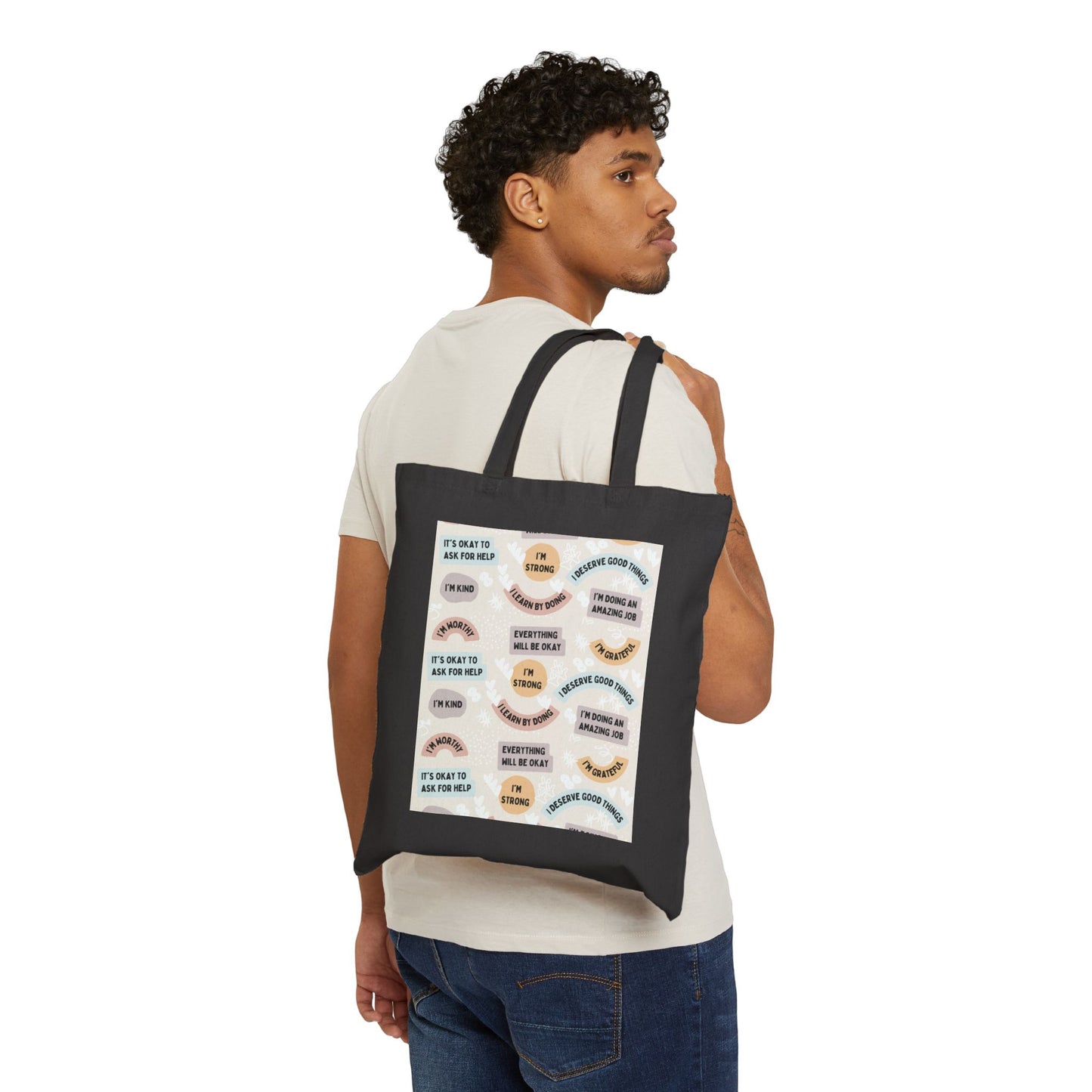 Inspirational Cotton Canvas Tote Bag for Daily Use, Motivational Gift, Reusable Shopping Bag, Affirmation Tote, Eco-Friendly Bag