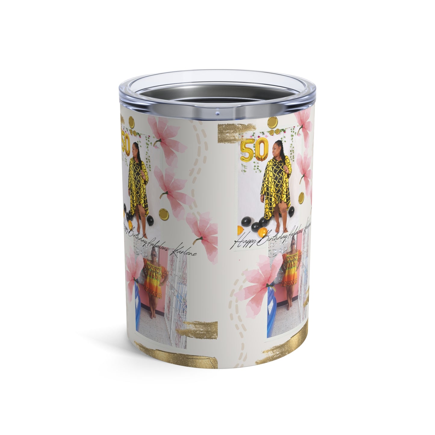 Personalized Drinkware,50th Birthday Floral Tumbler, Unique Gift, Party Favor, Celebration Keepsake, Custom Tumbler