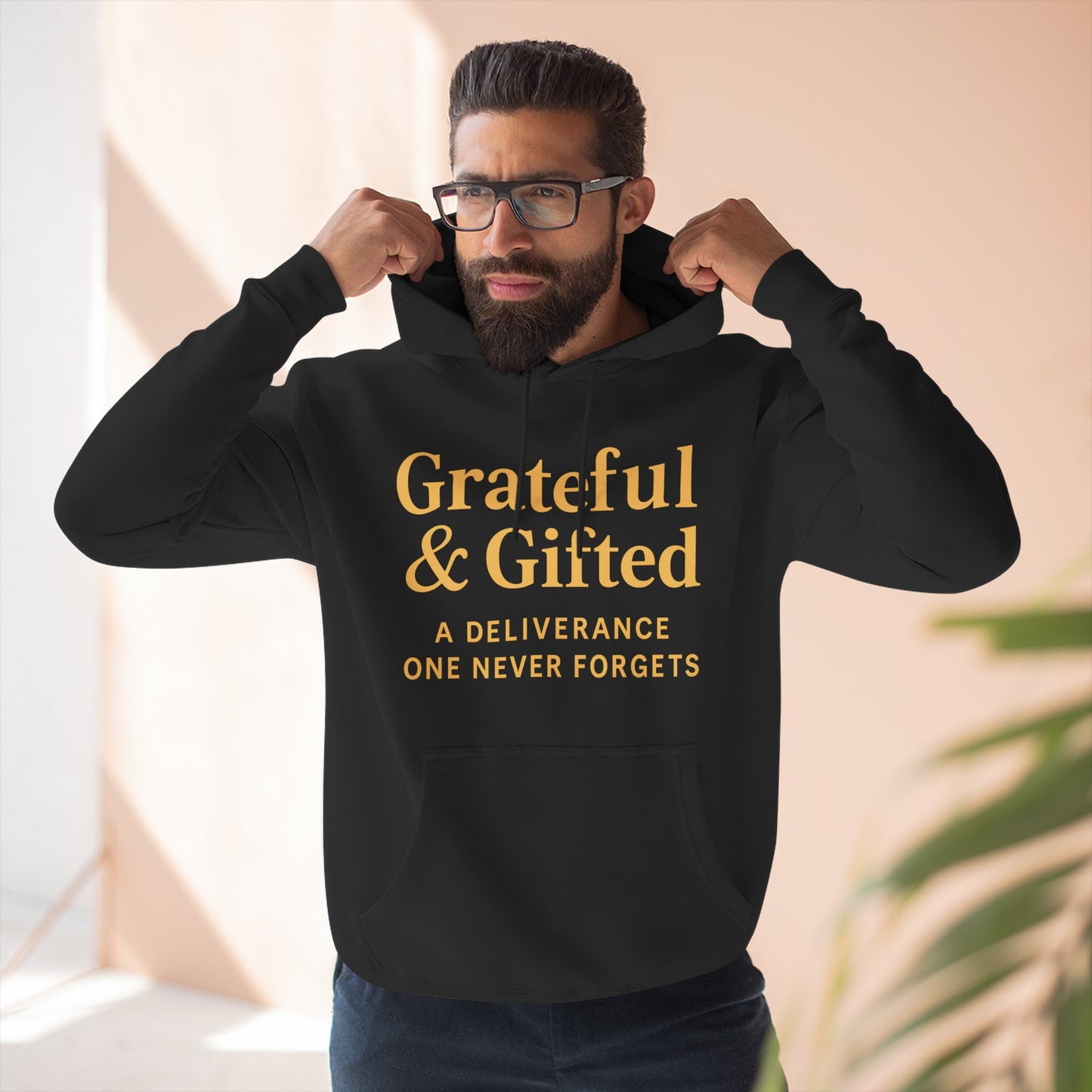 Grateful & Gifted Fleece Hoodie, Cozy Sweatshirt, Inspirational Hoodie, Perfect Gift for Holidays, Comfortable Casual Wear