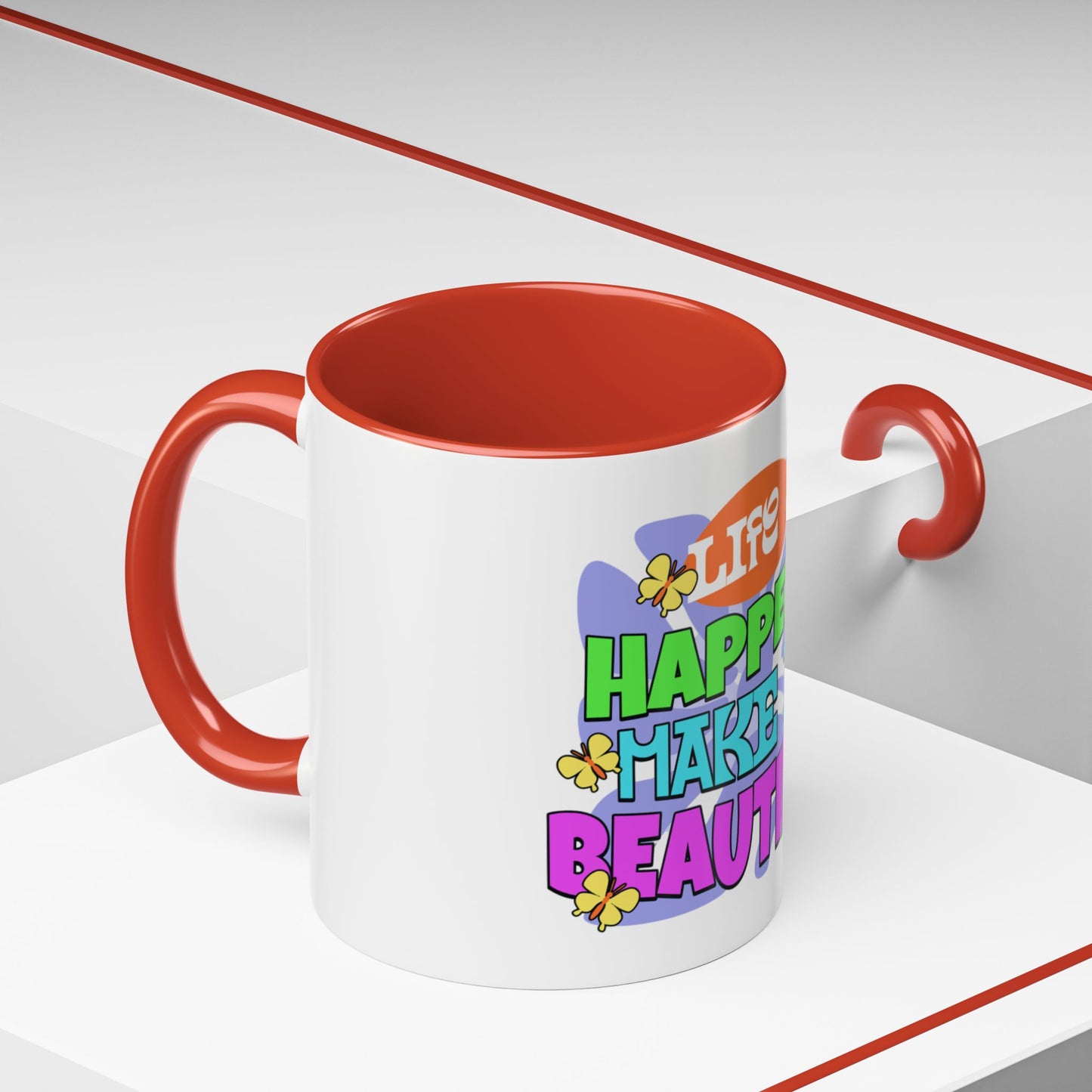 Vibrant Life Happens Coffee Mug - 11oz & 15oz - Motivational & Colorful Design