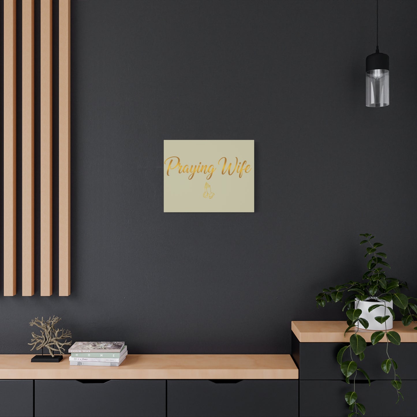 Praying Wife Canvas Wall Art – Gold Script Religious Home Decor