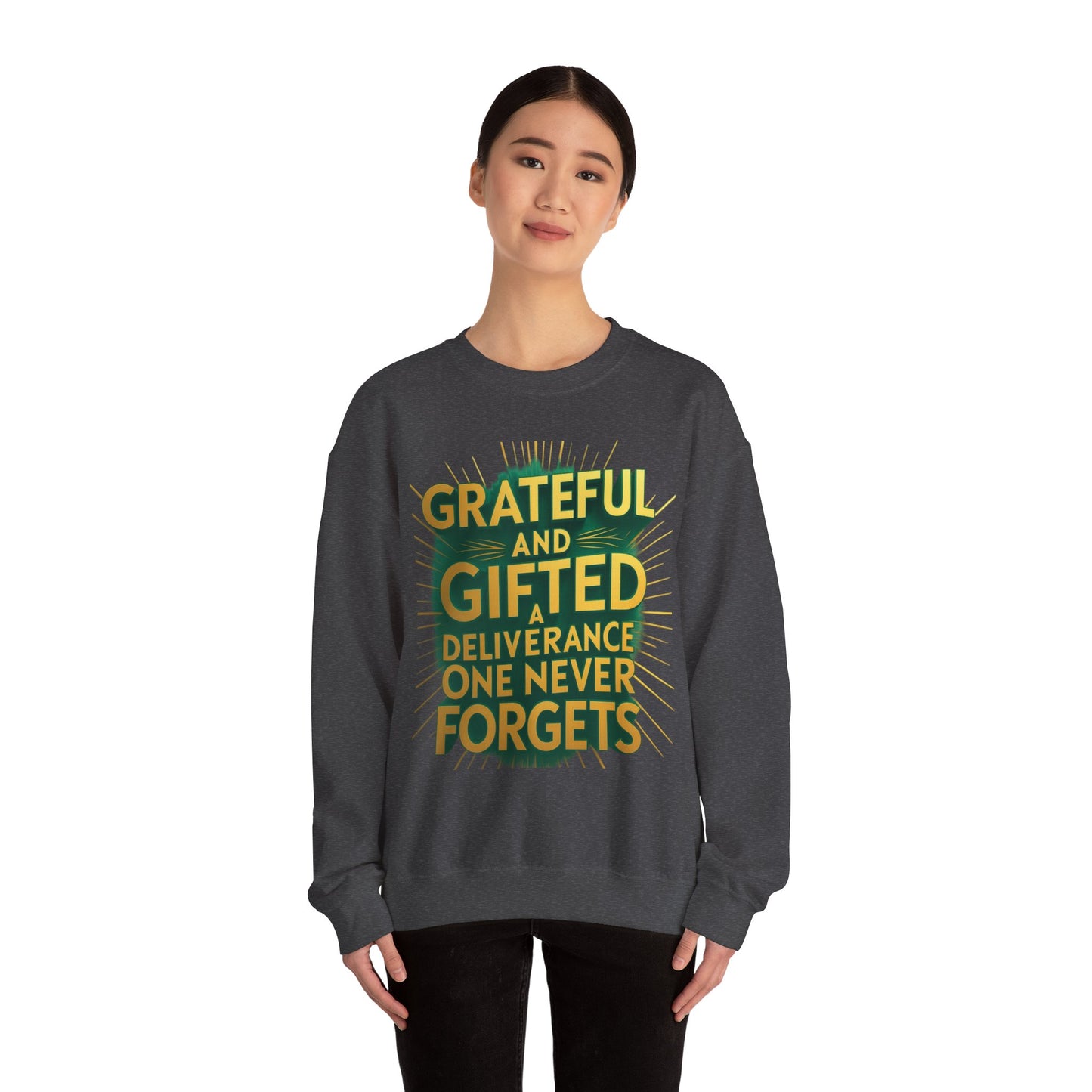 Grateful & Gifted Crewneck Sweatshirt, Unisex Gift for Thanksgiving, Cozy Relaxed Fit, Holiday Clothing, Inspirational Apparel