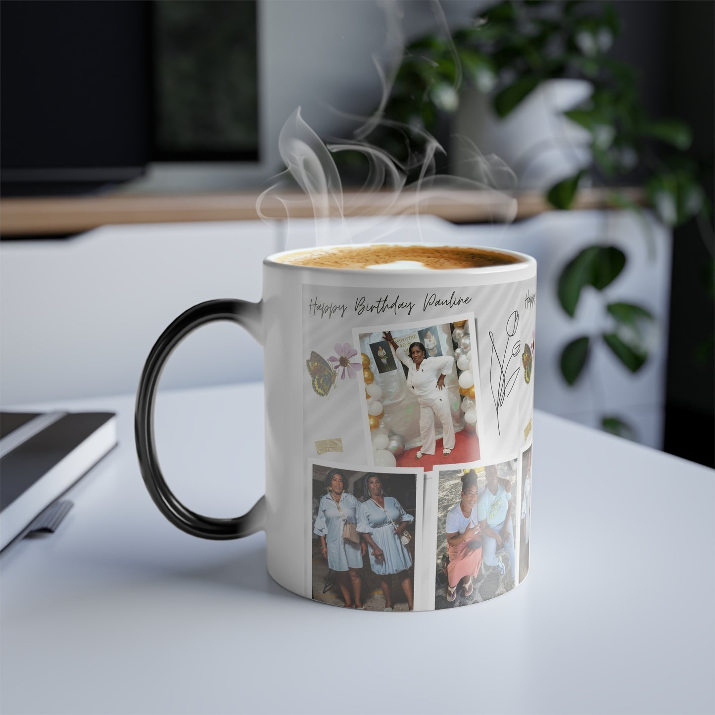 Customizable Color Morphing Mug with Personal Photos, Unique Birthday Gift, Heat-Activated, Fun Photo Collage, Mother's Day Coffee Cup