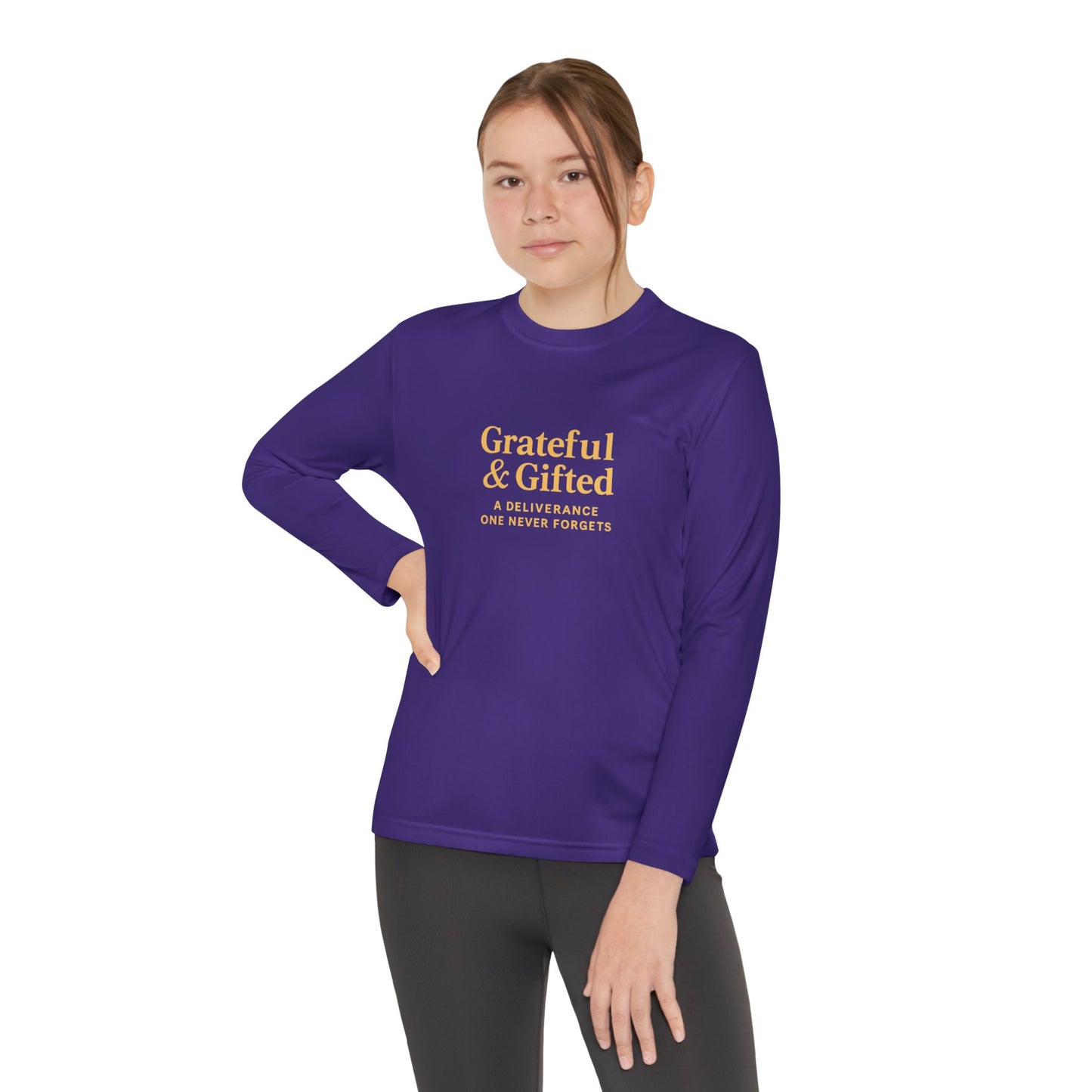Grateful & Gifted Youth Long Sleeve Tee, Kids Motivational Shirt, Gift for Teens, Everyday Wear, Relaxed Fit T-Shirt