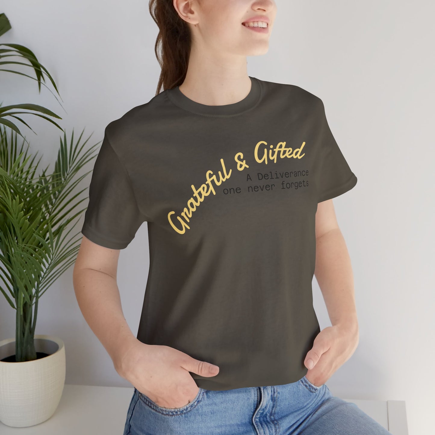 Grateful & Gifted Tee - Unisex Jersey Short Sleeve T-Shirt, Inspirational Gift, Casual Wear, Celebration Shirt, Everyday Comfort
