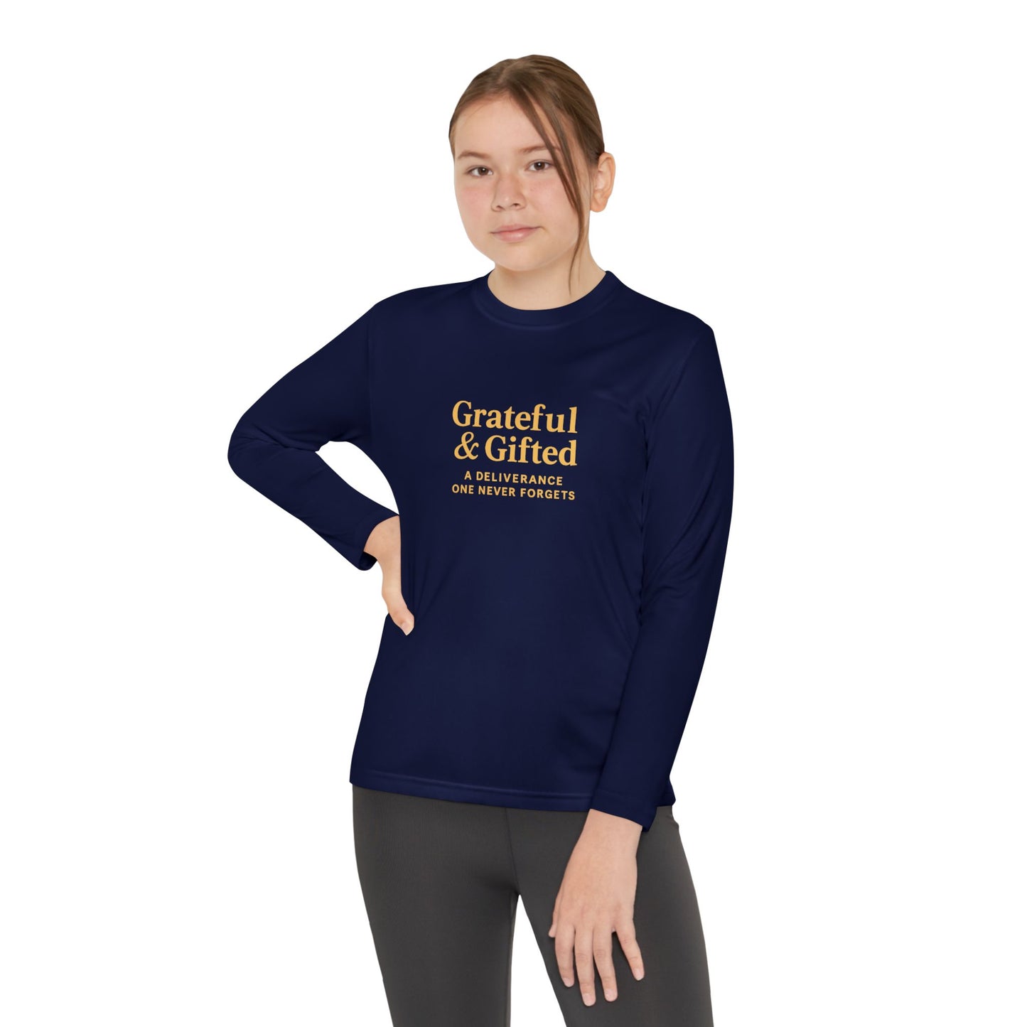Grateful & Gifted Youth Long Sleeve Tee, Kids Motivational Shirt, Gift for Teens, Everyday Wear, Relaxed Fit T-Shirt