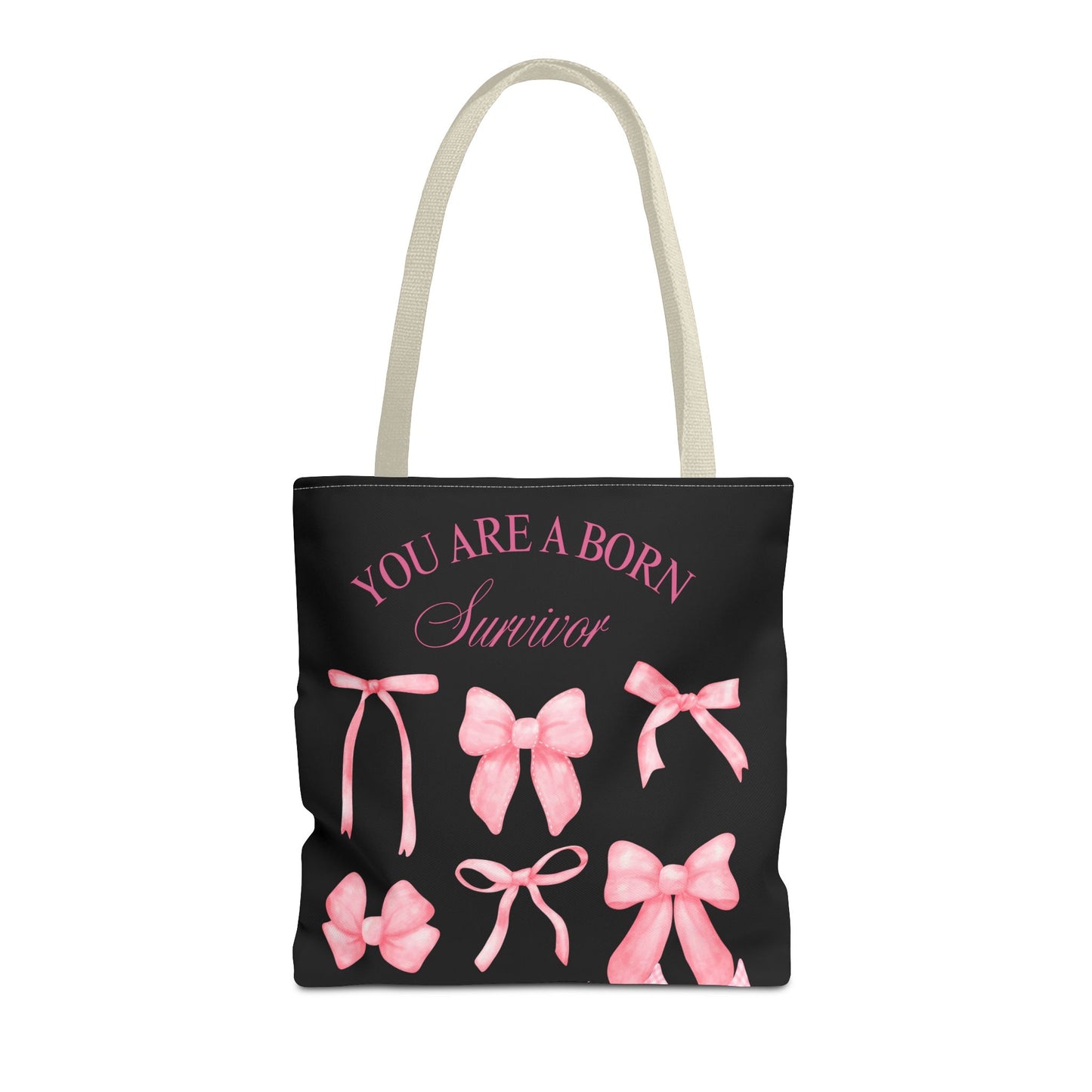 Empowering Pink Ribbon Tote Bag, Breast Cancer Awareness, Survivor Gift, Inspirational Bag, Bows & Ribbons Design, Supportive Gift