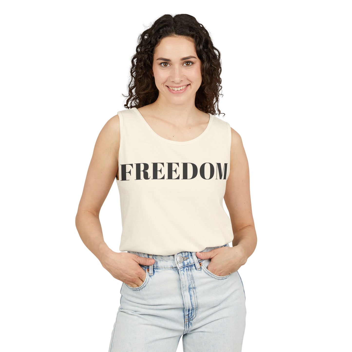 Freedom Unisex Garment-Dyed Tank Top - Comfortable Summer Wear, Casual Lounge, Outdoor Fitness, Inspirational Gift, Vacation Apparel