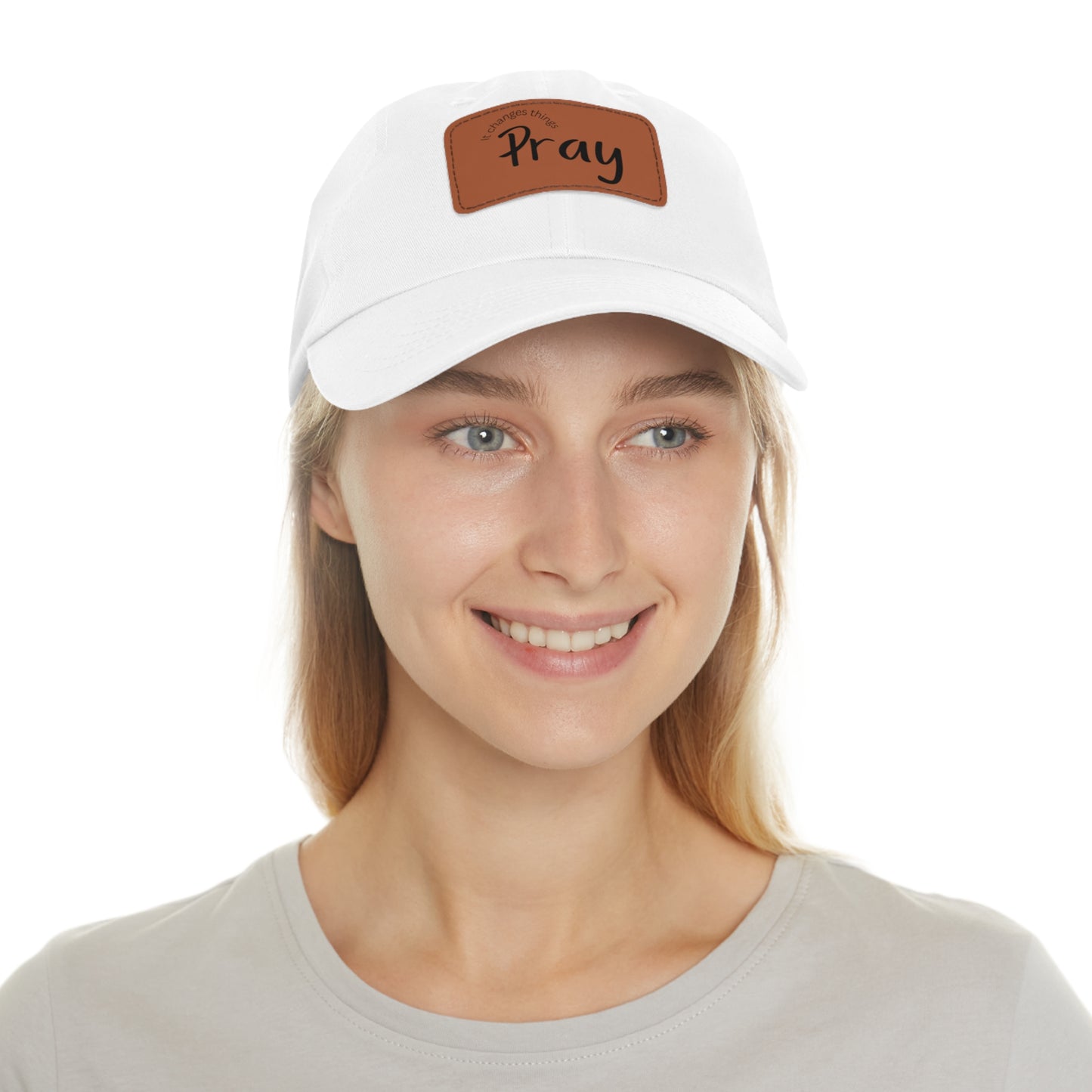 Pray Dad Hat | Leather Patch Cap, Comfortable Sun Protection, Gift for Dads, Christian Apparel, Everyday Style