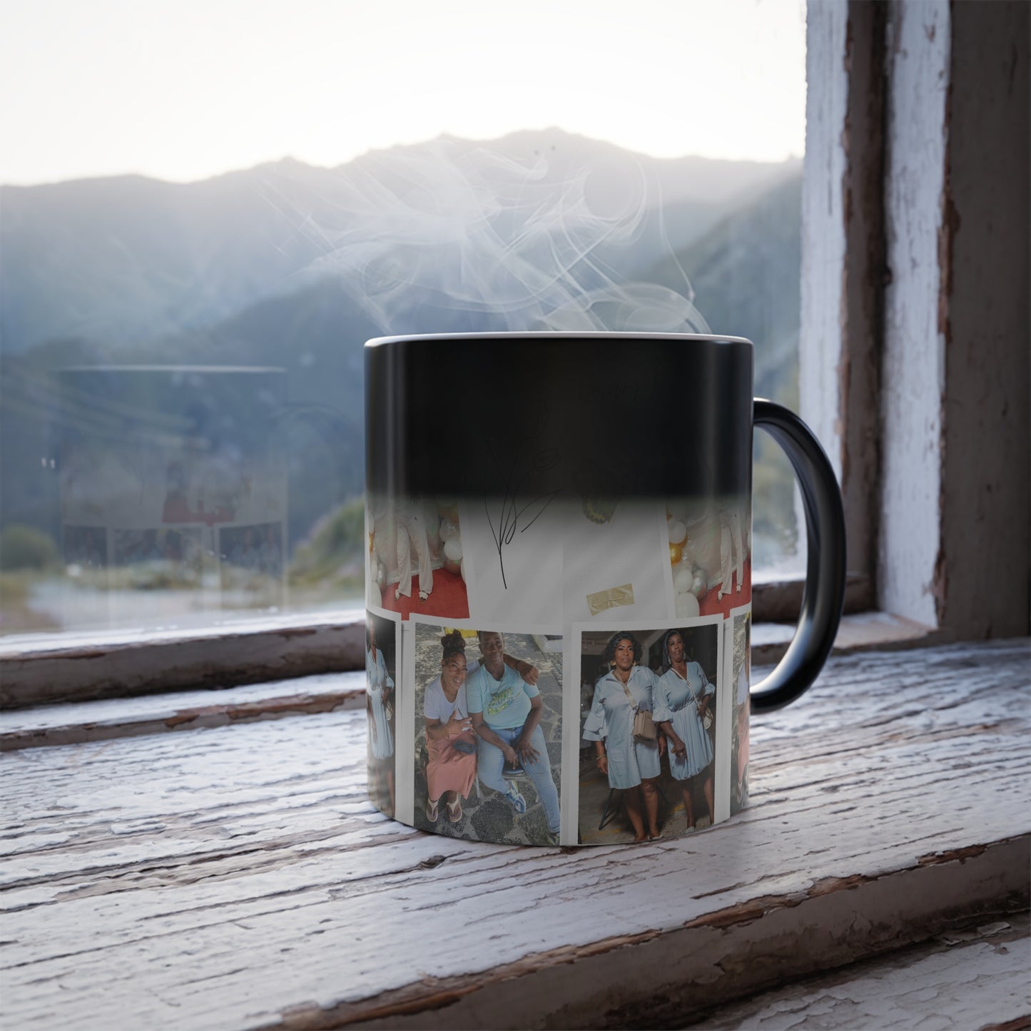 Customizable Color Morphing Mug with Personal Photos, Unique Birthday Gift, Heat-Activated, Fun Photo Collage, Mother's Day Coffee Cup