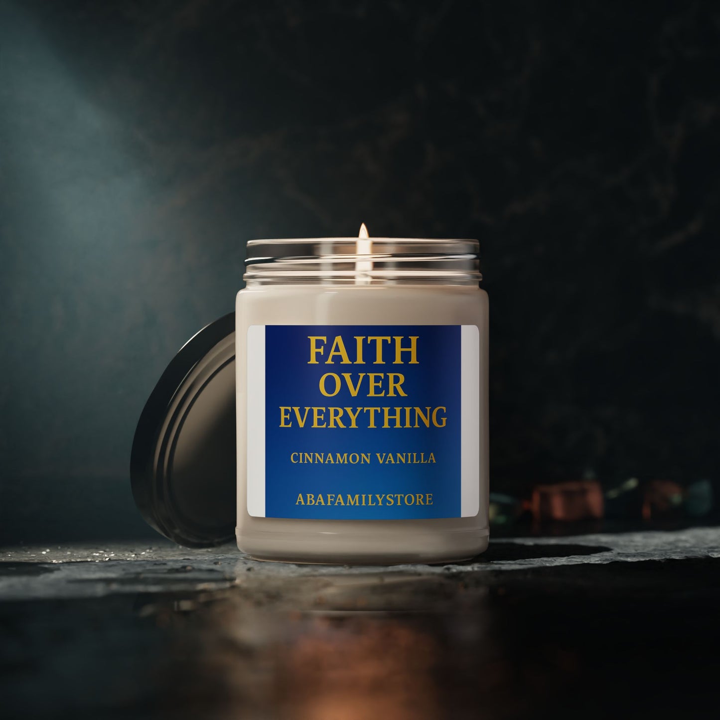 Faith Over Everything Cinnamon Vanilla Soy Candle — 9 oz Inspirational Scented Candle