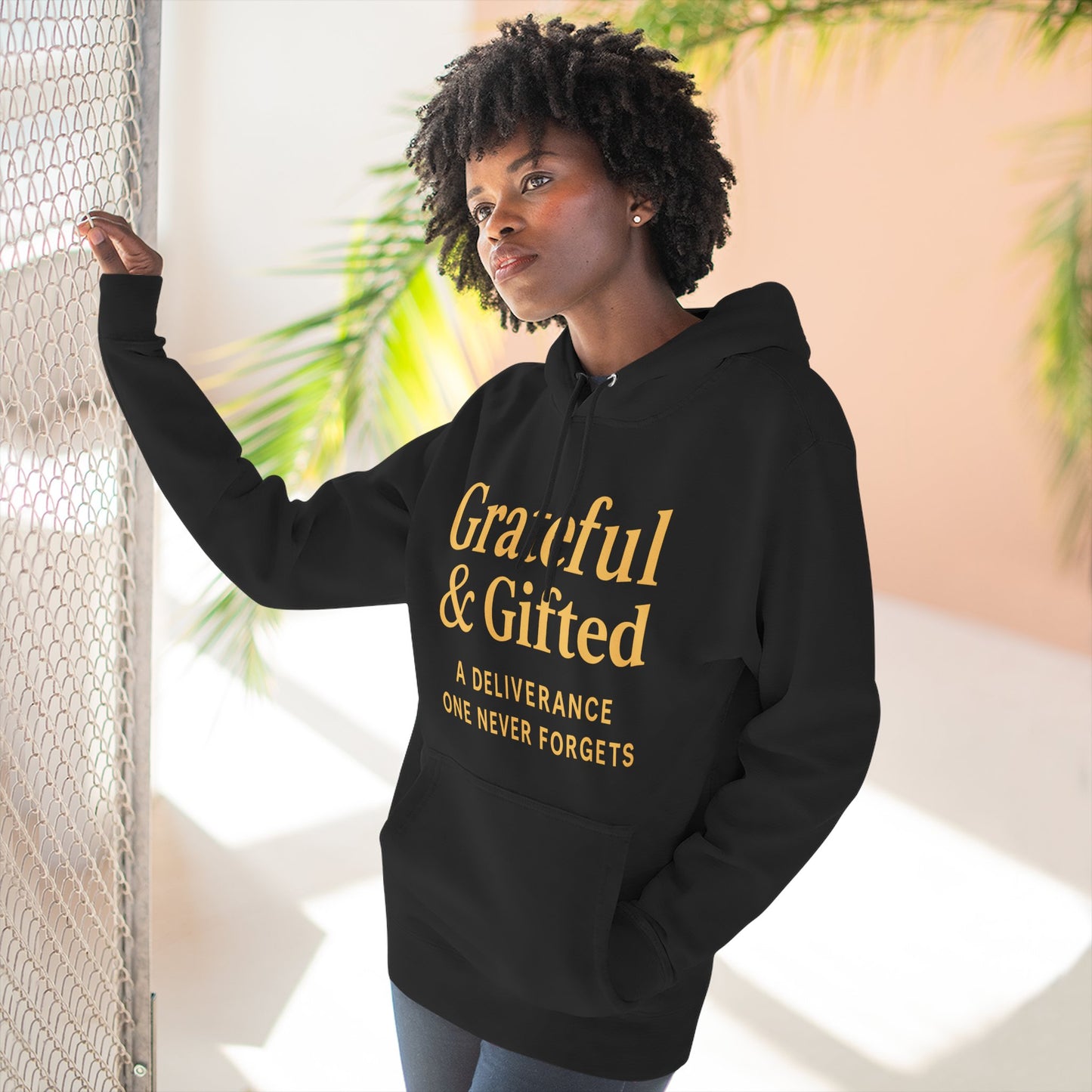 Grateful & Gifted Fleece Hoodie, Cozy Sweatshirt, Inspirational Hoodie, Perfect Gift for Holidays, Comfortable Casual Wear