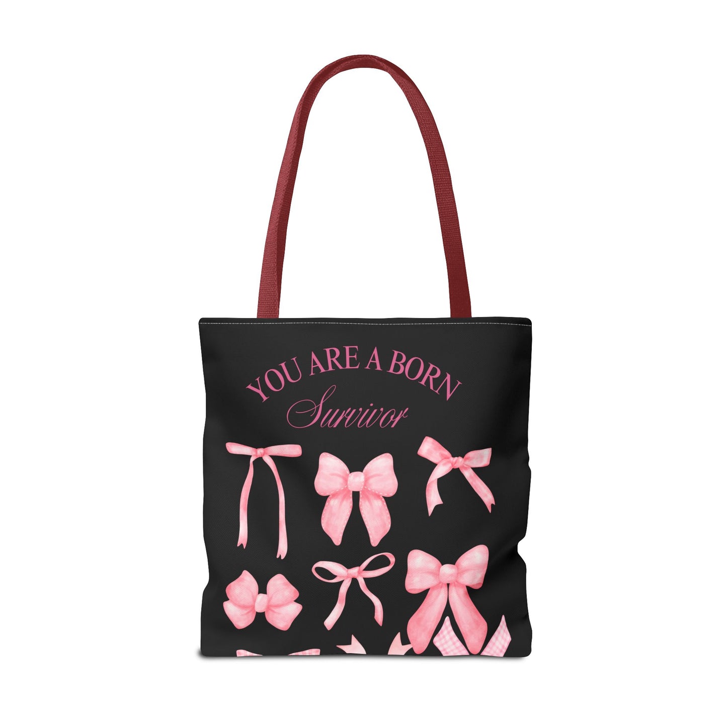 Empowering Pink Ribbon Tote Bag, Breast Cancer Awareness, Survivor Gift, Inspirational Bag, Bows & Ribbons Design, Supportive Gift