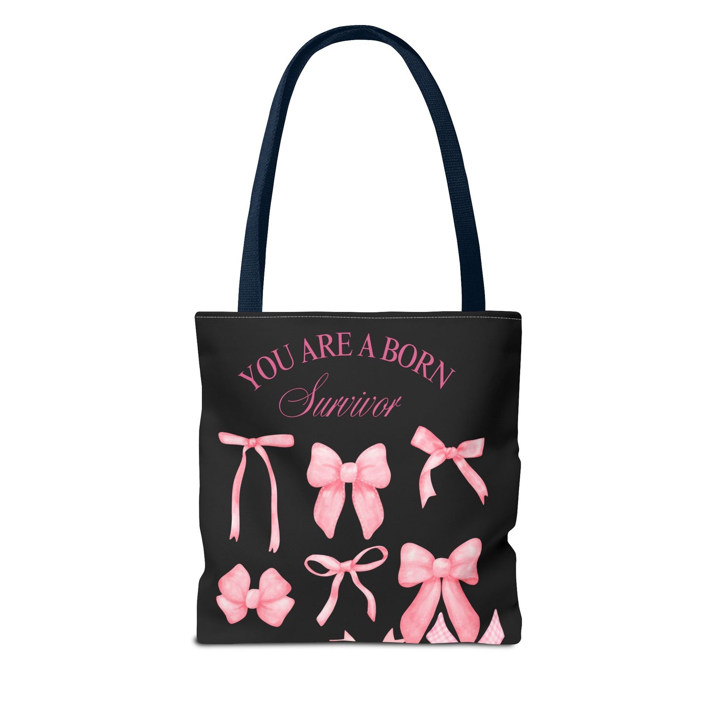 Empowering Pink Ribbon Tote Bag, Breast Cancer Awareness, Survivor Gift, Inspirational Bag, Bows & Ribbons Design, Supportive Gift